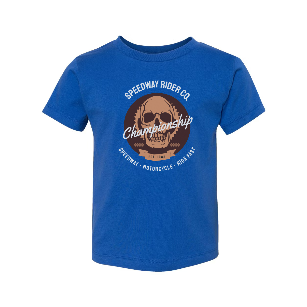 Championship Skull Graphic Tee With Motorcycle Emblem Est 1985 For Unisex Adults Short Sleeve