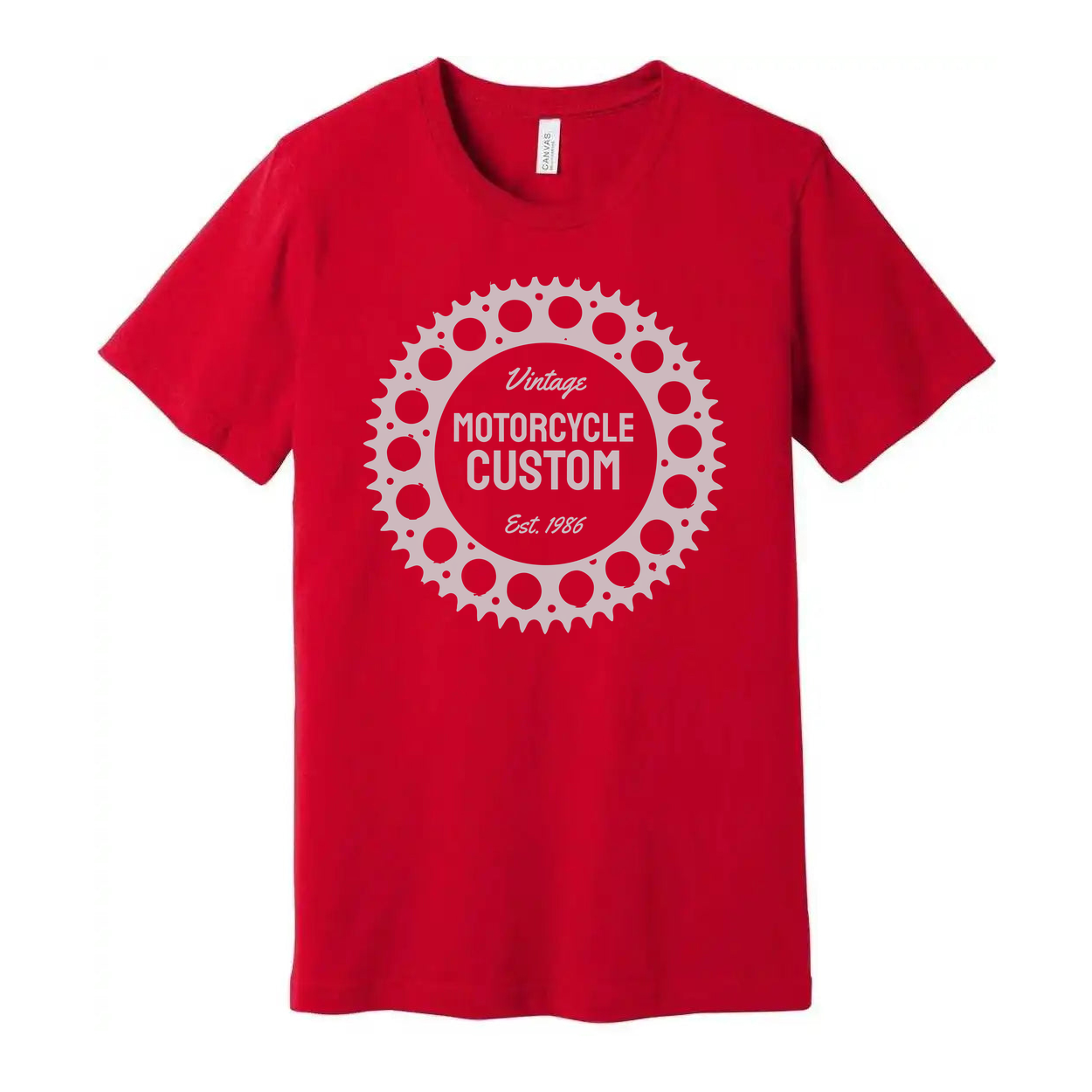 Vintage Motorcycle Custom Gear Circle Graphic T Shirt For Unisex Casual Wear Everyday Apparel