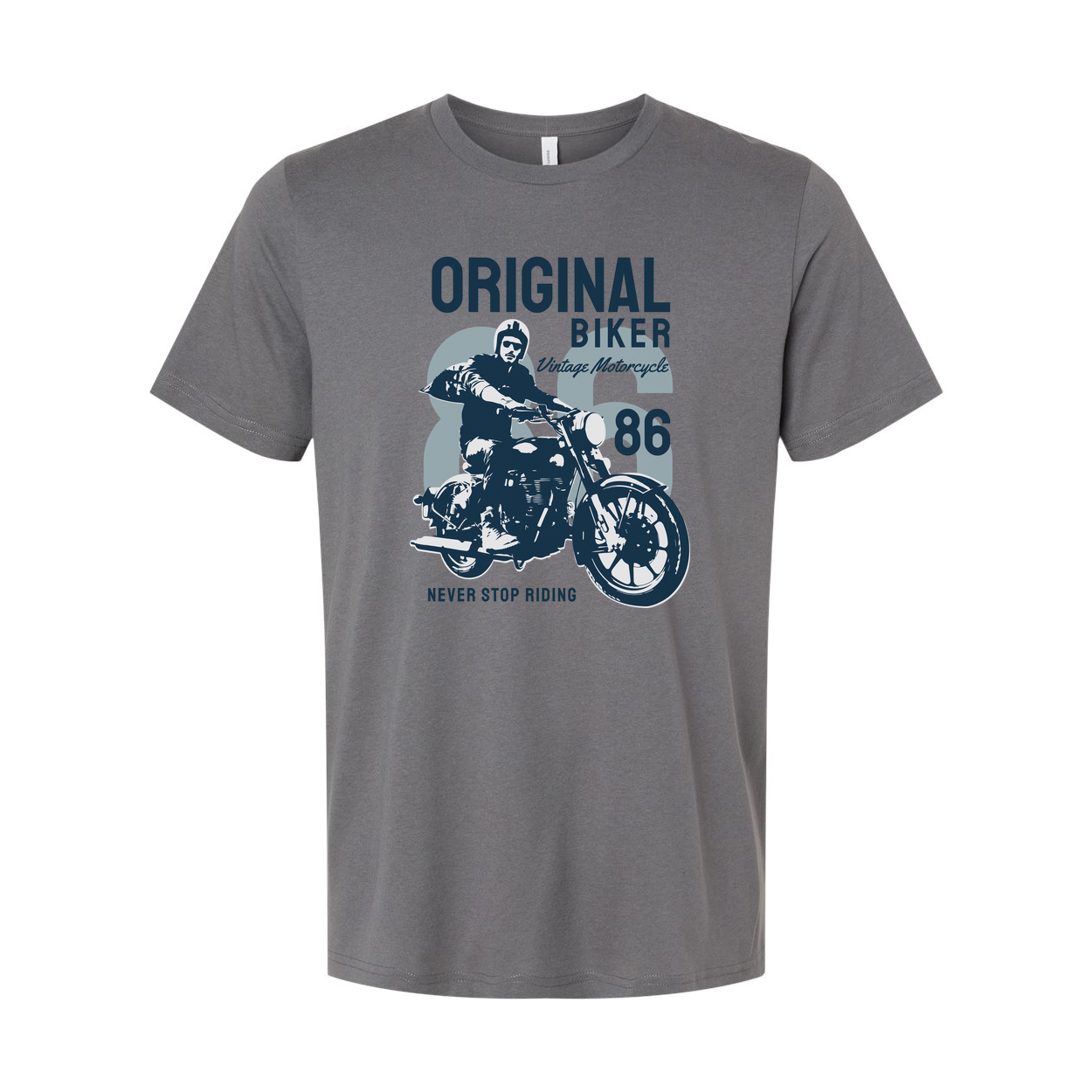 Original Biker Vintage Motorcycle Graphic Tee Unisex Never Stop Riding 86 Design
