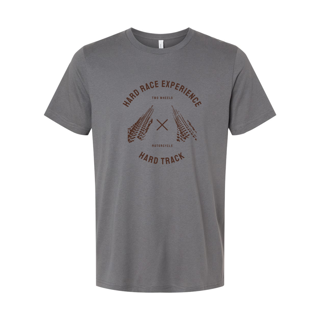 Unisex Motorcycle Track Racing Graphic Tee Featuring Circular Tire Track Design and Two Wheels Motif