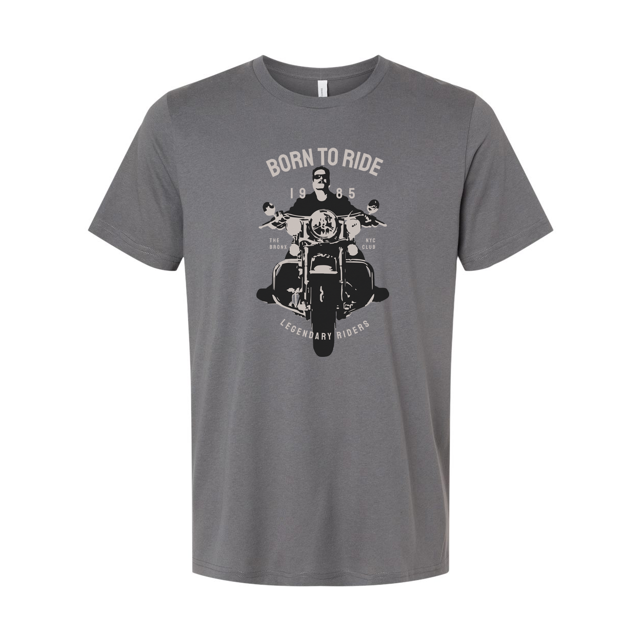Born to Ride Motorcycle Graphic Unisex Tee Featuring Front View Bike Design and Vintage Rider Motto