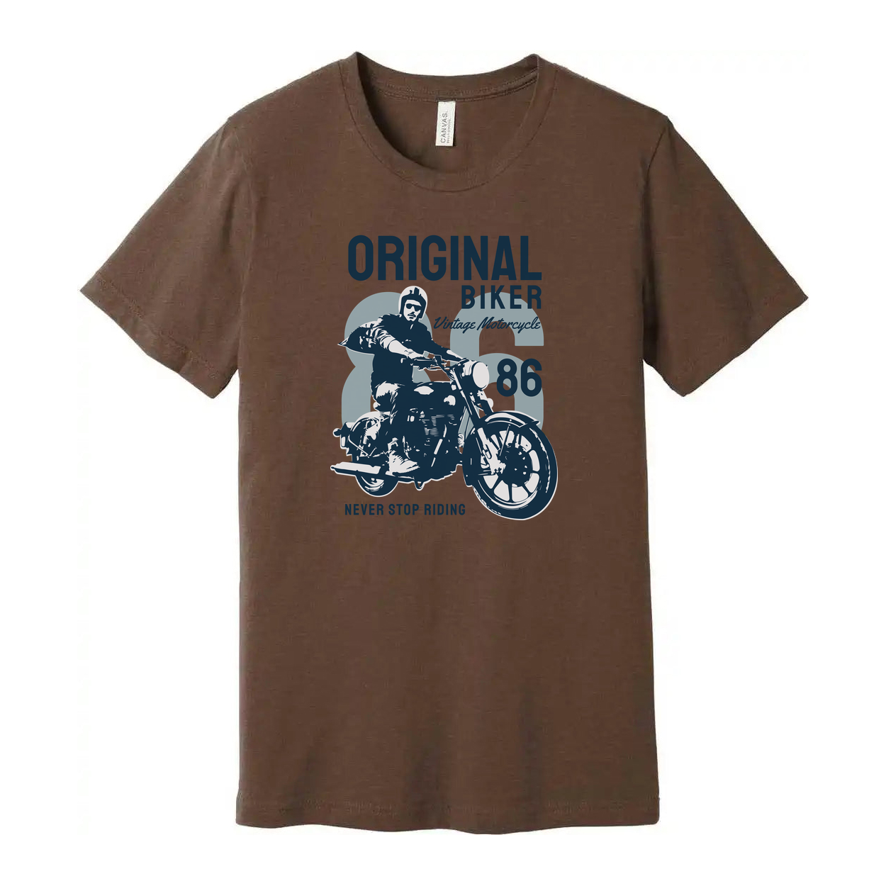 Original Biker Vintage Motorcycle Graphic Tee Unisex Never Stop Riding 86 Design