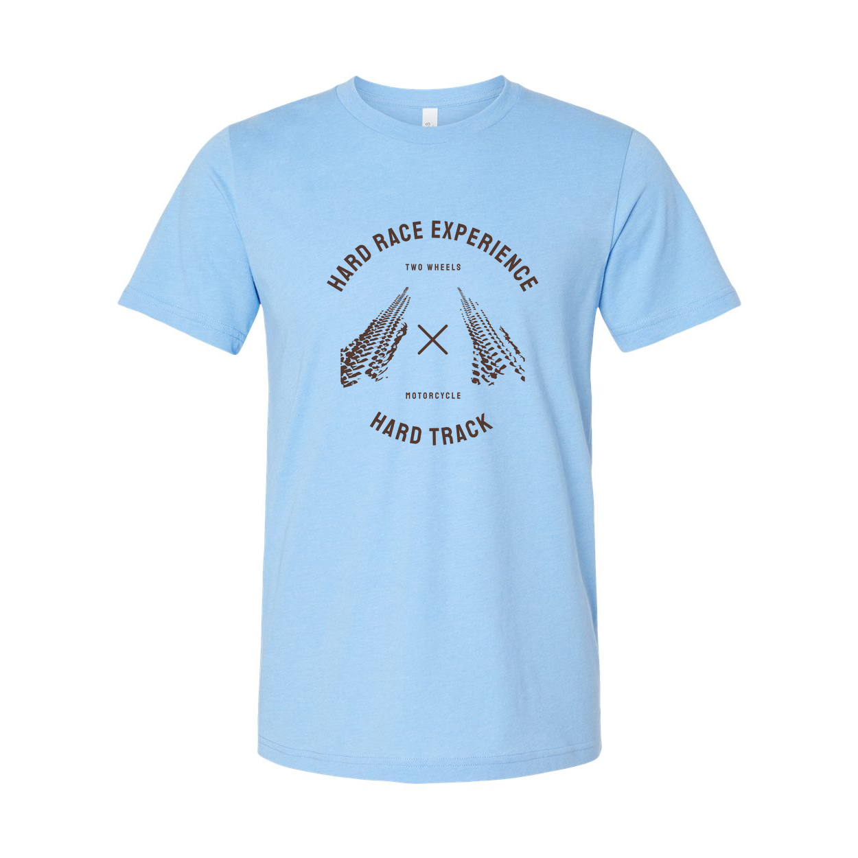 Unisex Motorcycle Track Racing Graphic Tee Featuring Circular Tire Track Design and Two Wheels Motif