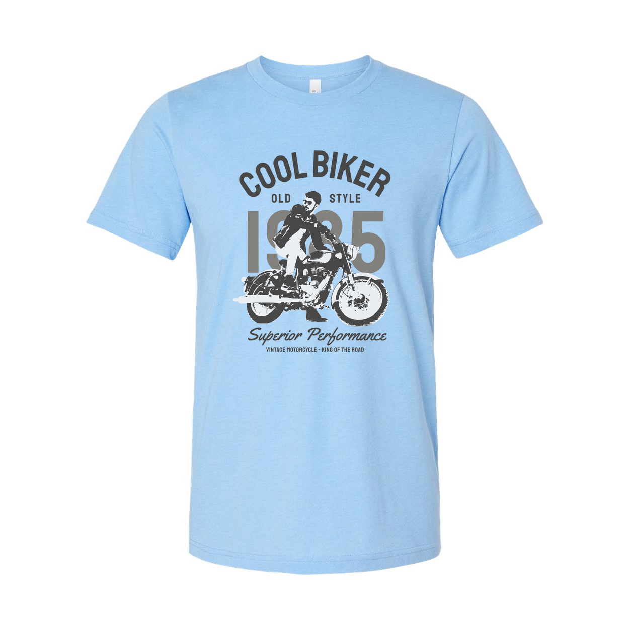 Vintage Motorcycle Graphic T Shirt With Rider Silhouette Design For Casual Everyday Wear