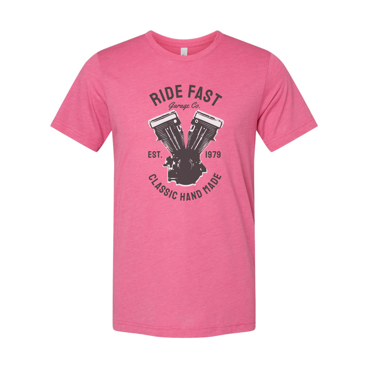 Ride Fast Garage Co V Twin Engine Graphic T Shirt Unisex Motorcycle Enthusiasts Est 1979 Classic Hand Made