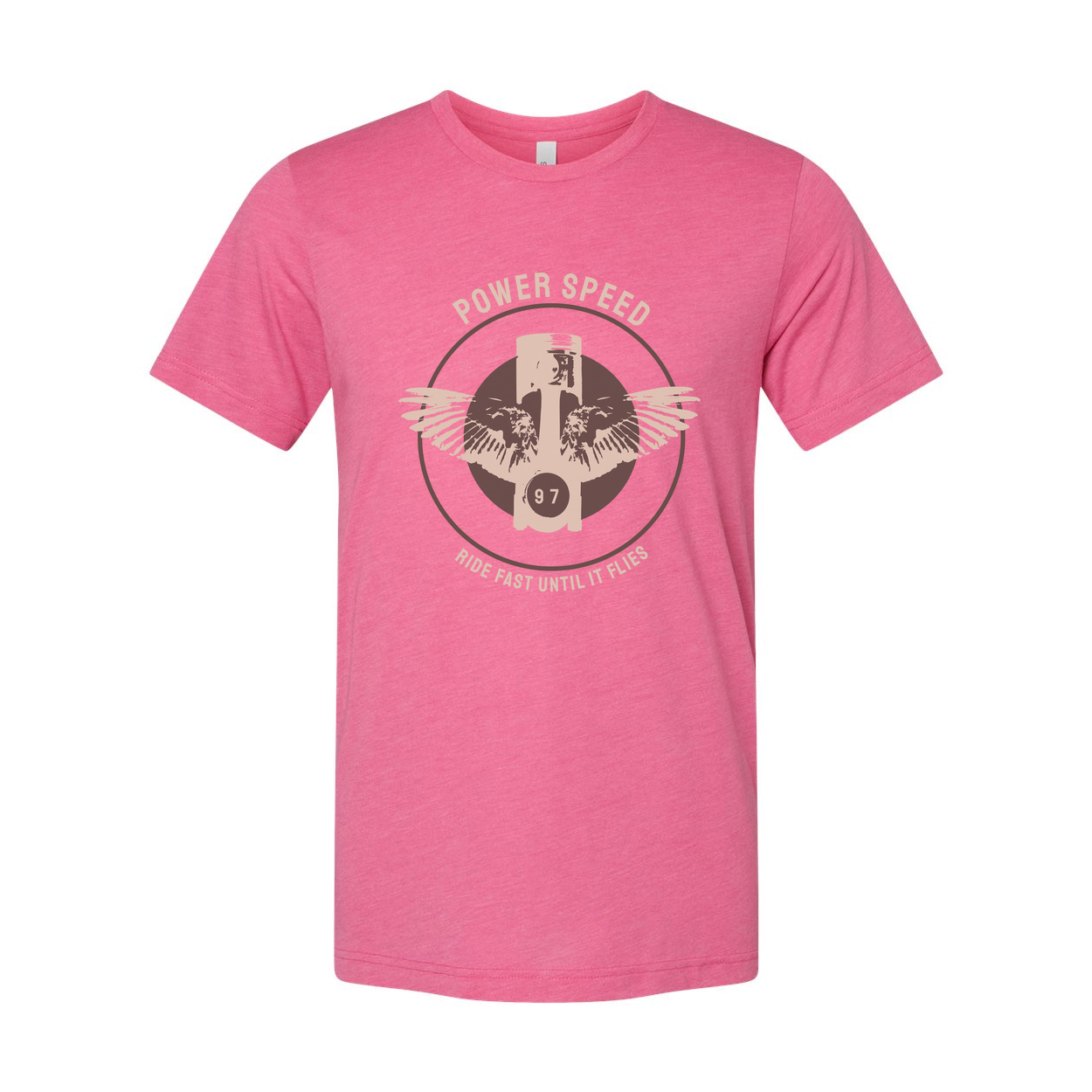 Unisex Motorcycle T Shirt With Vintage Power Speed Emblem And Wings Design Ride Fast Theme