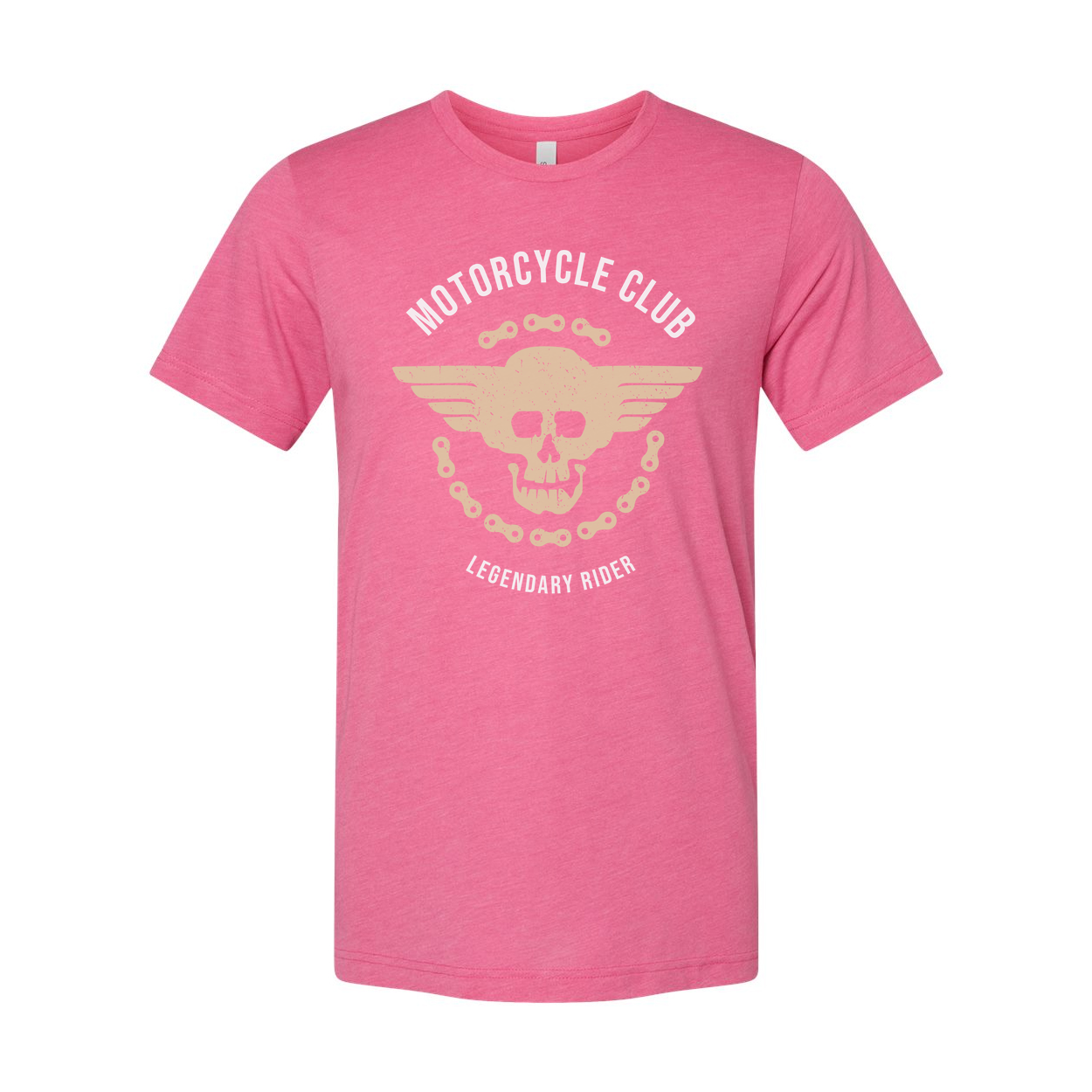 Unisex Motorcycle Club Graphic Tee With Winged Skull Emblem And Chain Design Print