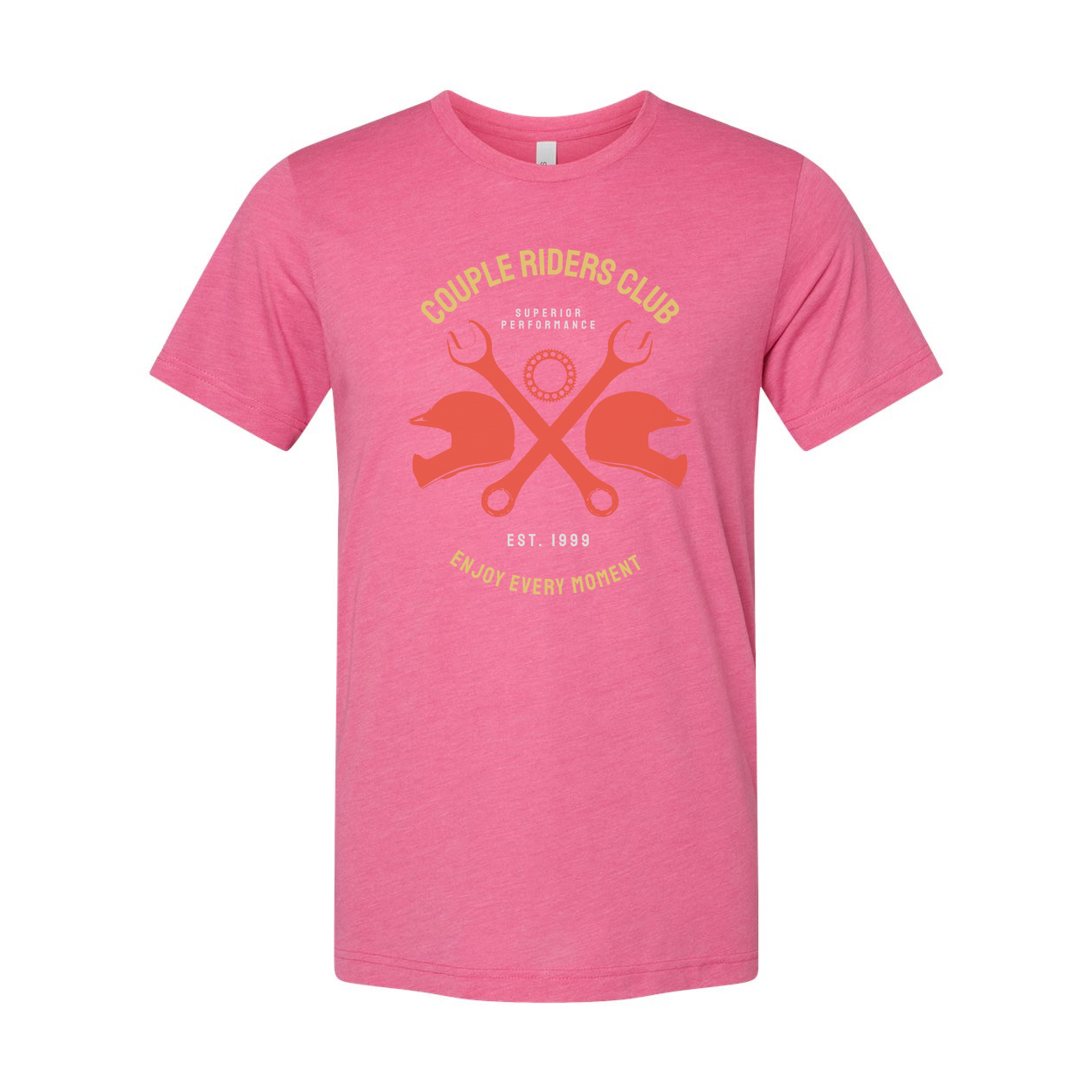 Couple Riders Club Graphic T Shirt With Wrench Emblem For Motorcycle Enthusiasts Worldwide