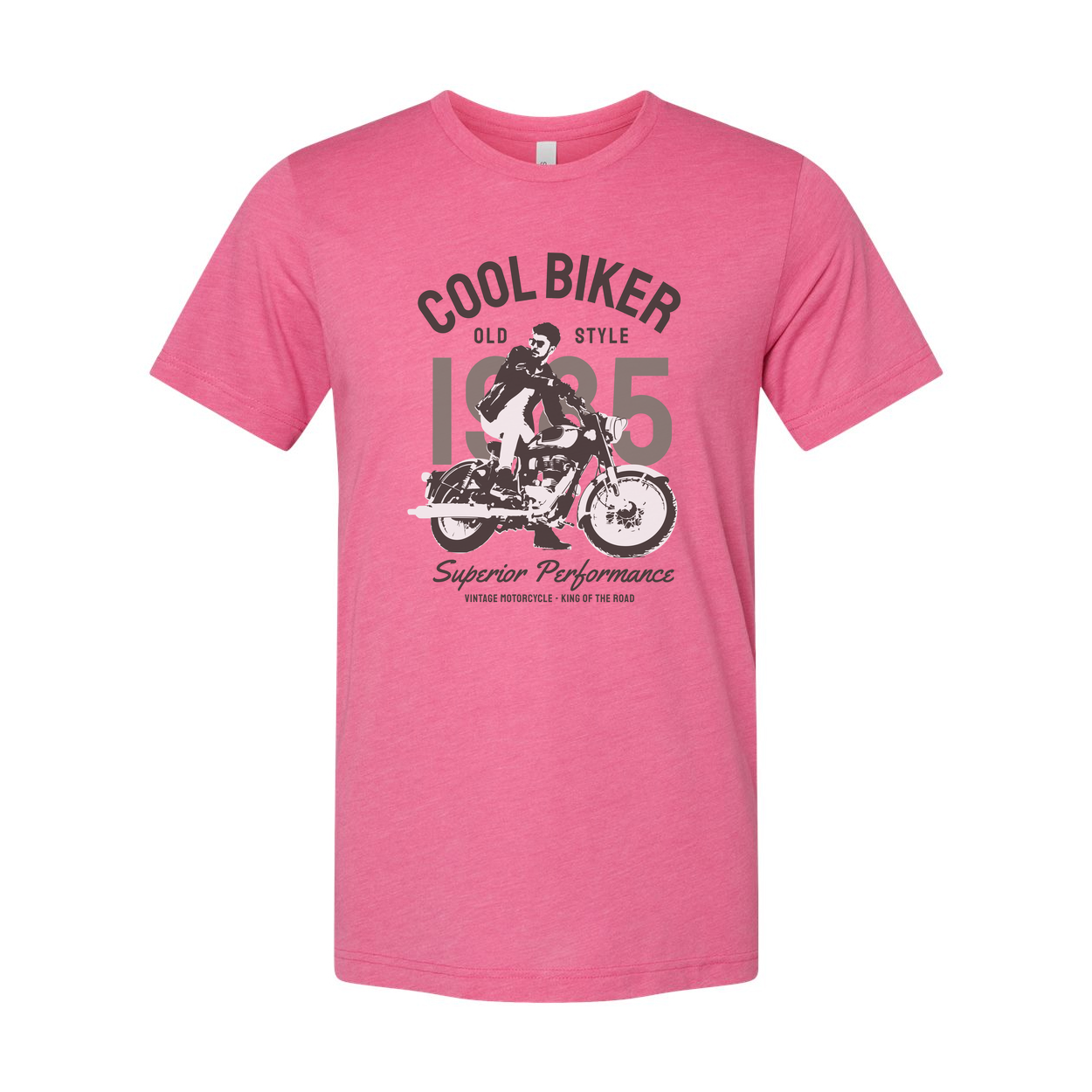 Vintage Motorcycle Graphic T Shirt With Rider Silhouette Design For Casual Everyday Wear
