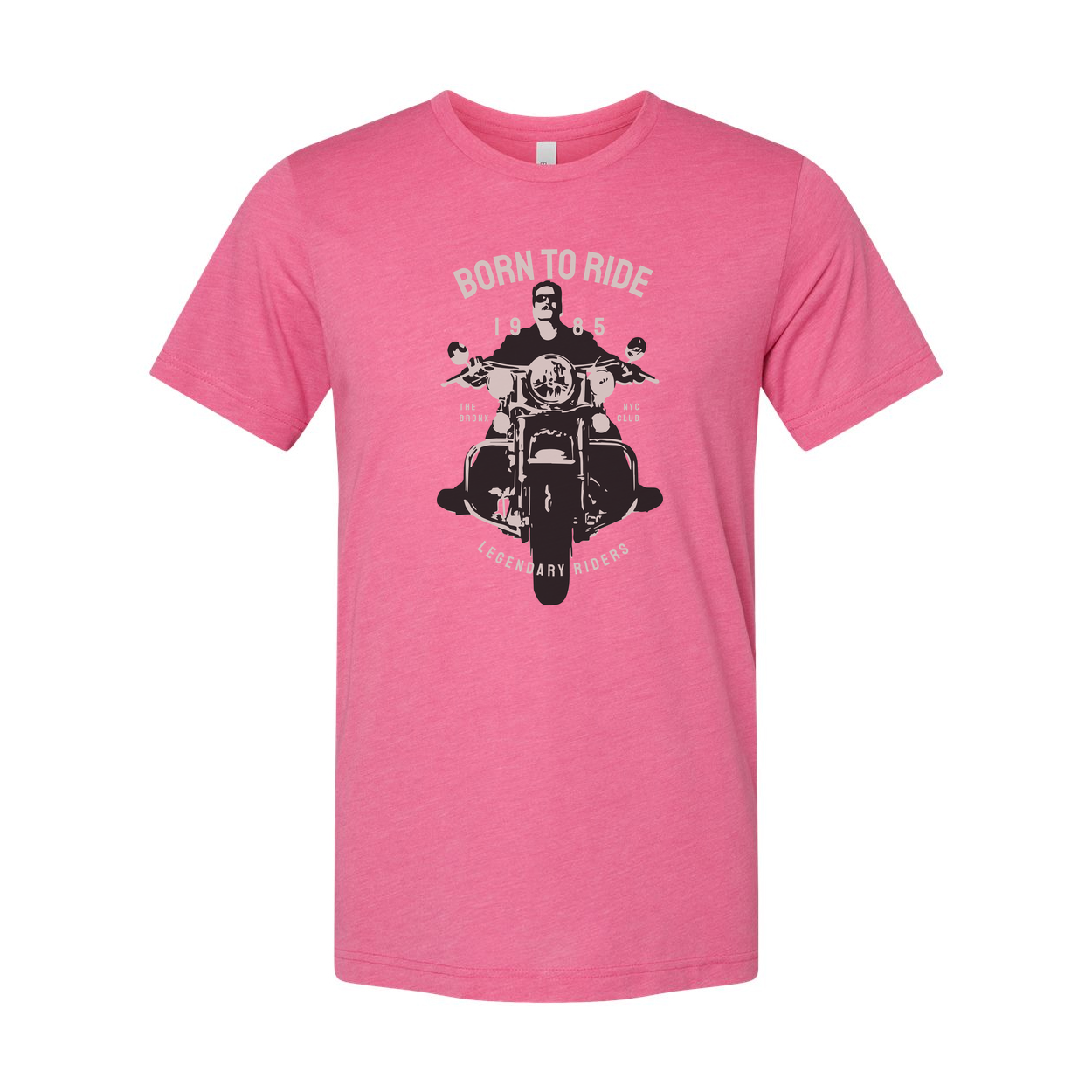 Born to Ride Motorcycle Graphic Unisex Tee Featuring Front View Bike Design and Vintage Rider Motto