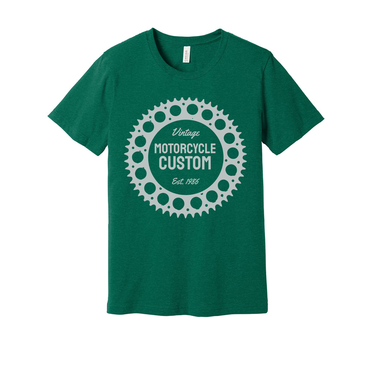 Vintage Motorcycle Custom Gear Circle Graphic T Shirt For Unisex Casual Wear Everyday Apparel