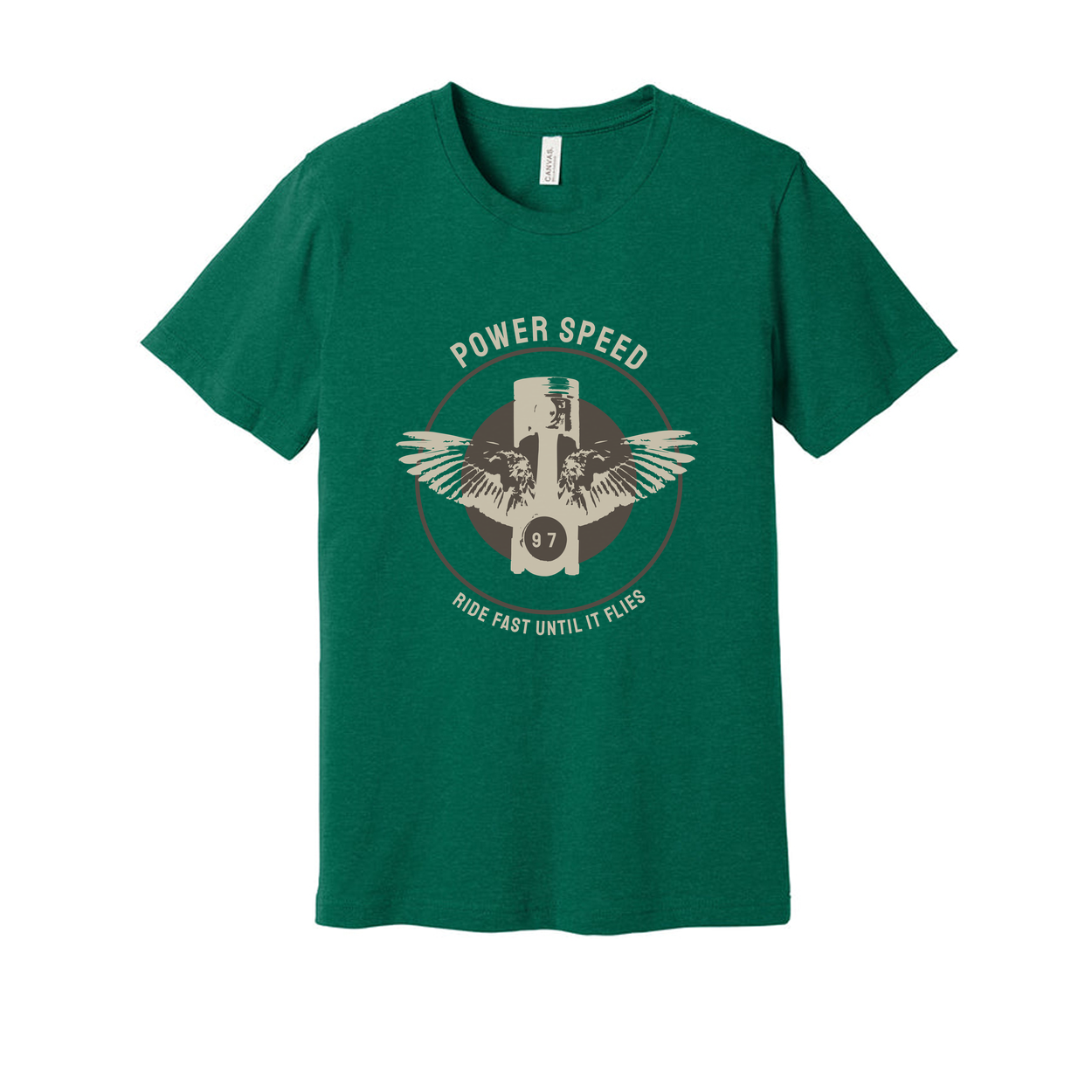 Unisex Motorcycle T Shirt With Vintage Power Speed Emblem And Wings Design Ride Fast Theme