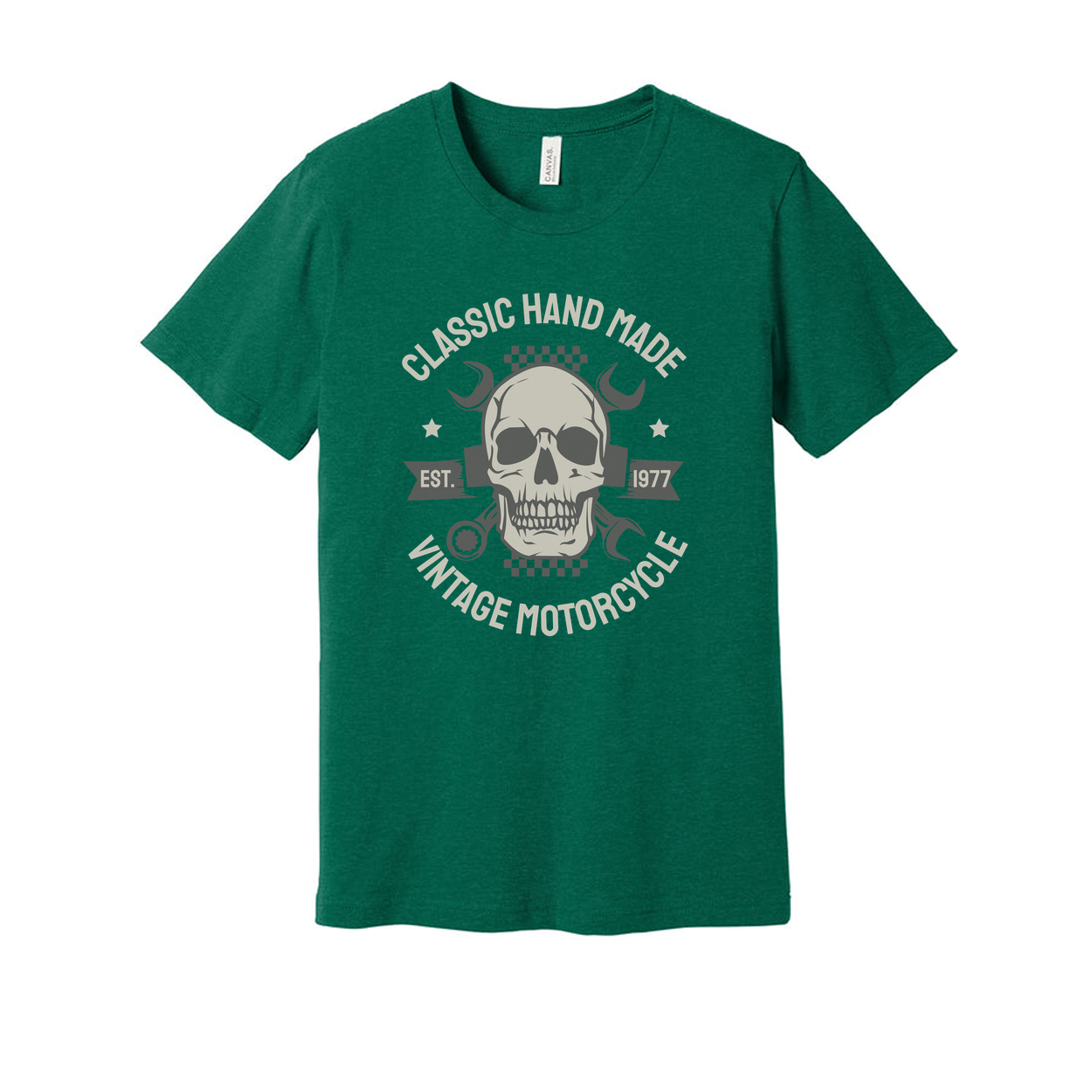Vintage Motorcycle Skull Graphic T Shirt Unisex Classic Hand Made Est 1977 Design