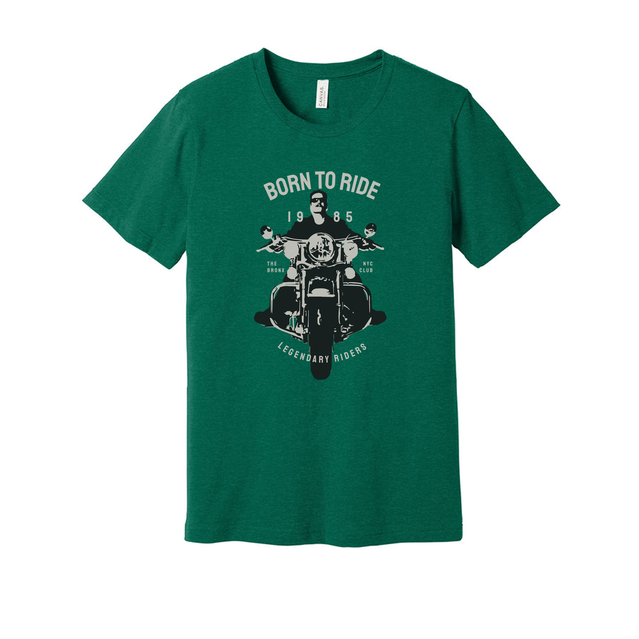 Born to Ride Motorcycle Graphic Unisex Tee Featuring Front View Bike Design and Vintage Rider Motto