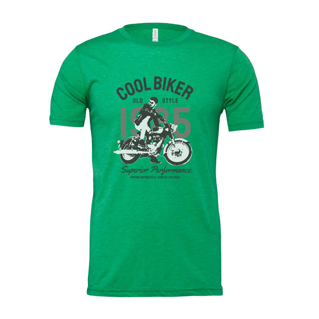 Vintage Motorcycle Graphic T Shirt With Rider Silhouette Design For Casual Everyday Wear