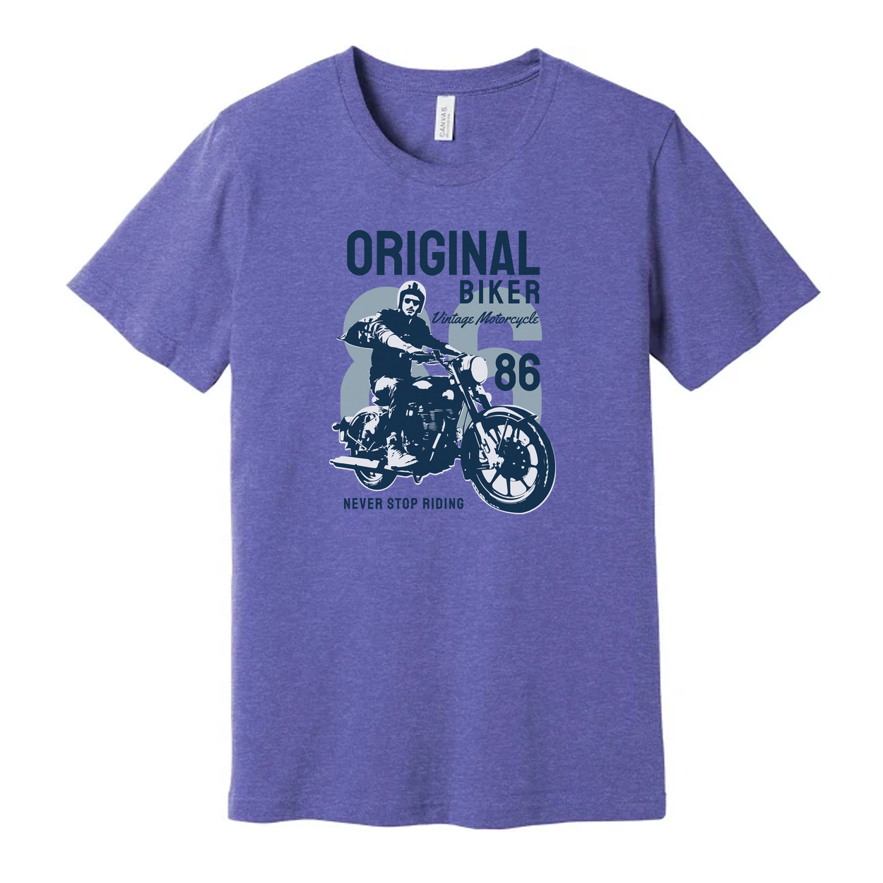 Original Biker Vintage Motorcycle Graphic Tee Unisex Never Stop Riding 86 Design