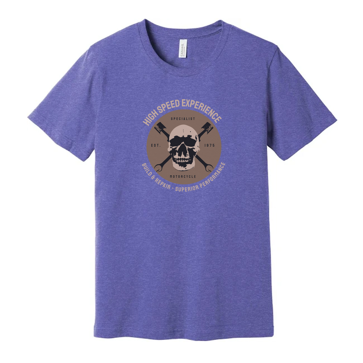 Motorcycle Skull Emblem Graphic T Shirt With Piston Crest For Men Women High Speed Experience