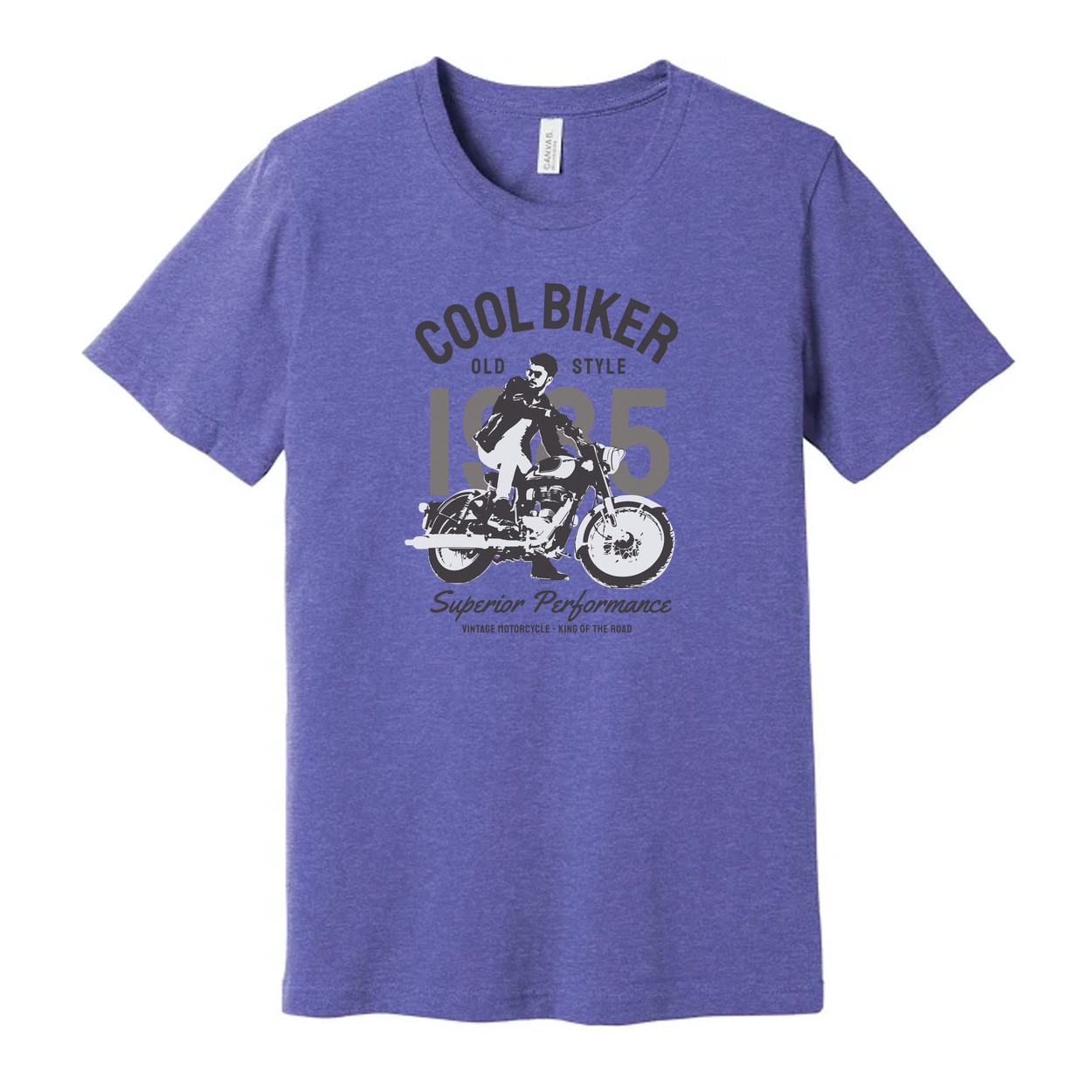 Vintage Motorcycle Graphic T Shirt With Rider Silhouette Design For Casual Everyday Wear