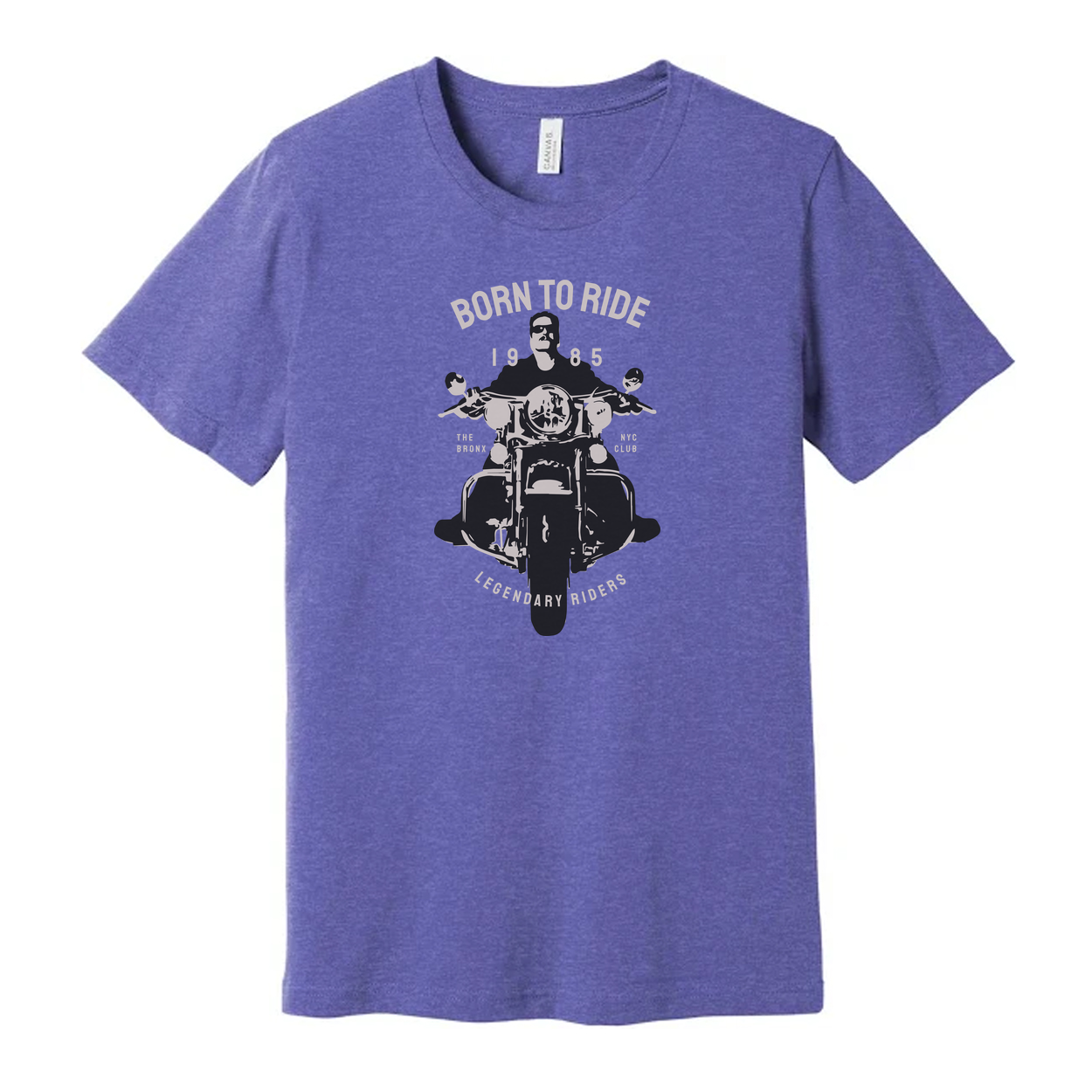 Born to Ride Motorcycle Graphic Unisex Tee Featuring Front View Bike Design and Vintage Rider Motto