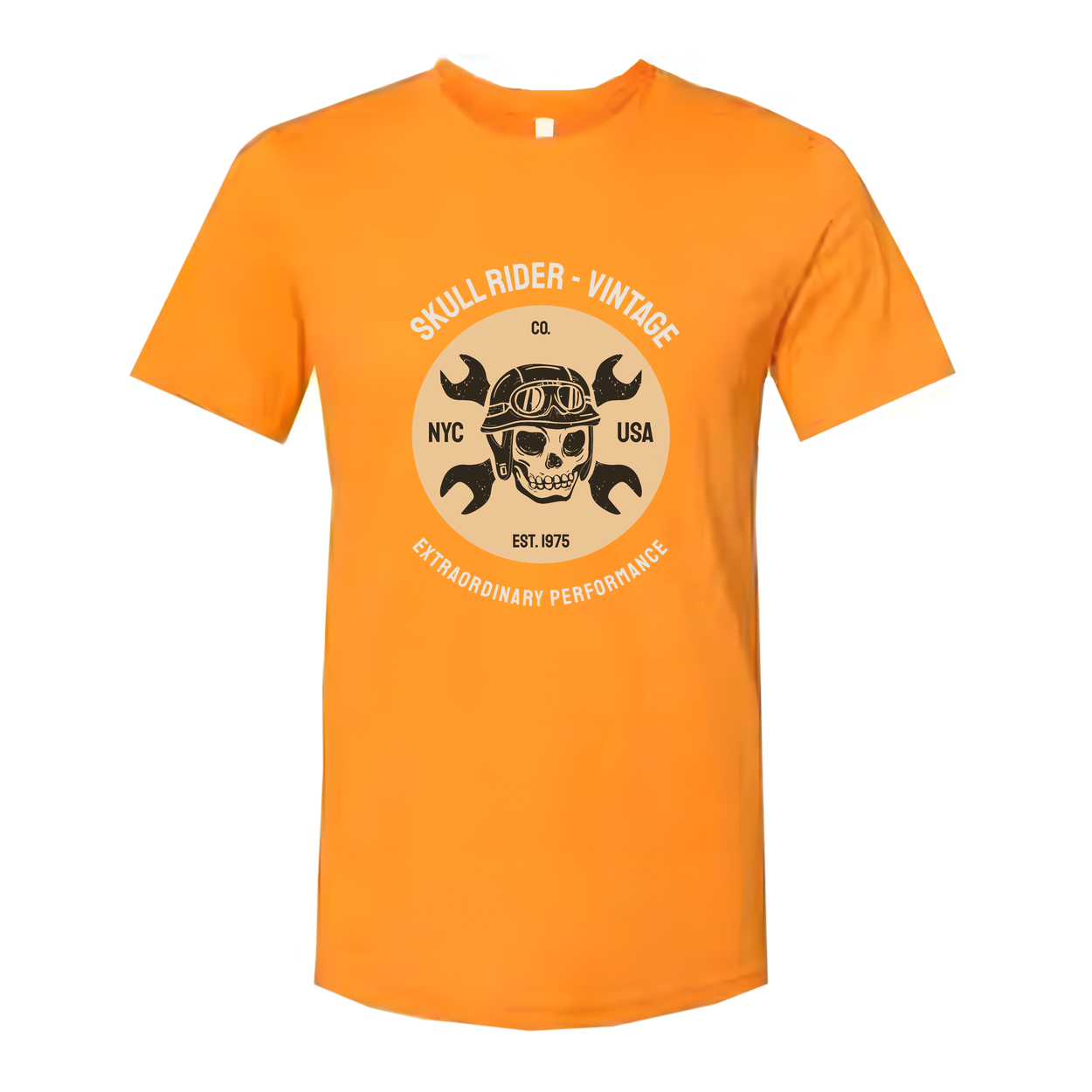 Vintage Motorcycle Skull Circle Graphic Tee Unisex Biker Tee With Wrench Emblem Logo