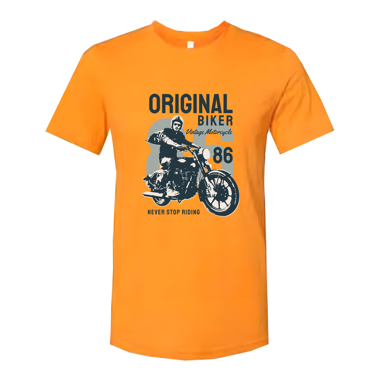 Original Biker Vintage Motorcycle Graphic Tee Unisex Never Stop Riding 86 Design
