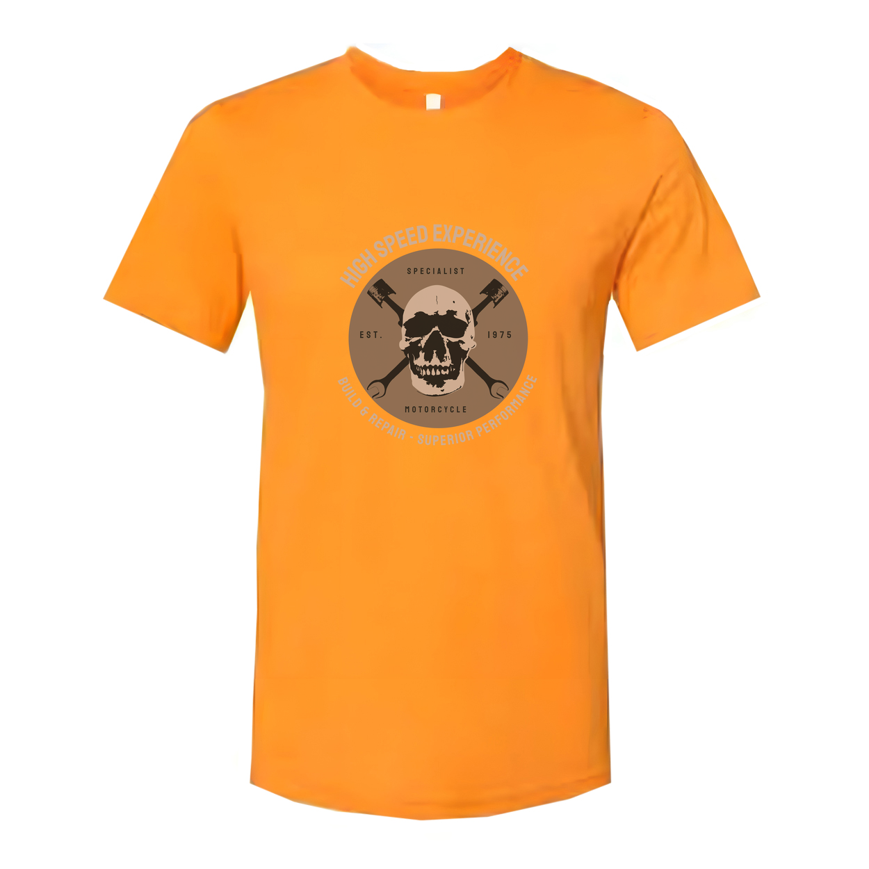 Motorcycle Skull Emblem Graphic T Shirt With Piston Crest For Men Women High Speed Experience