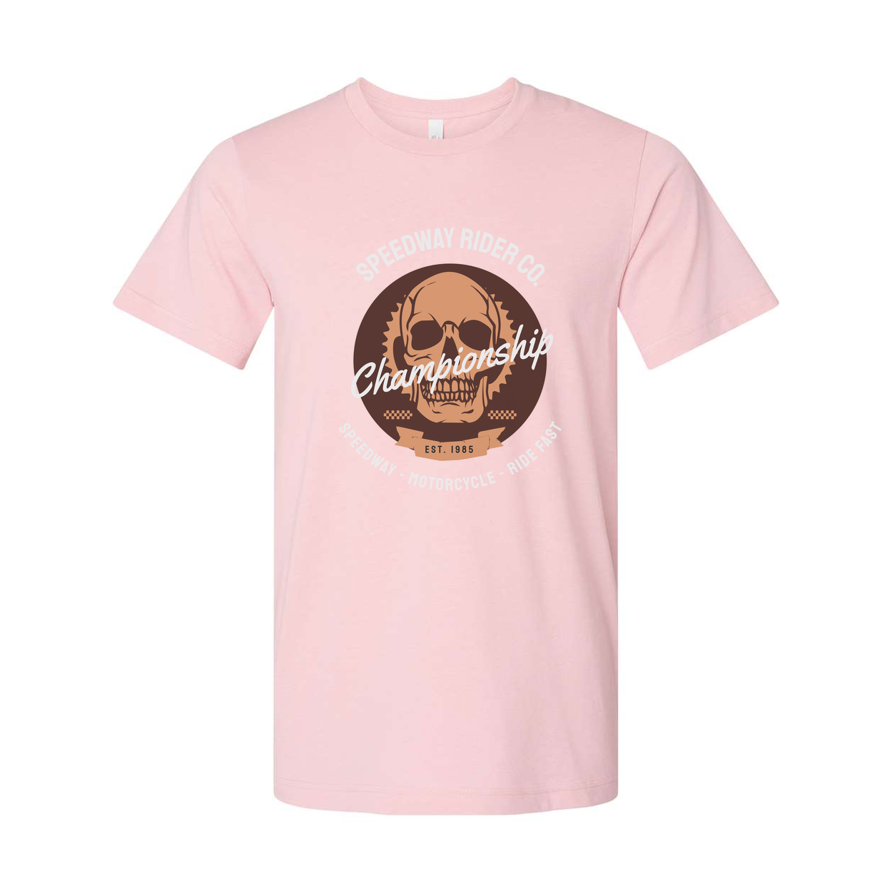 Championship Skull Graphic Tee With Motorcycle Emblem Est 1985 For Unisex Adults Short Sleeve