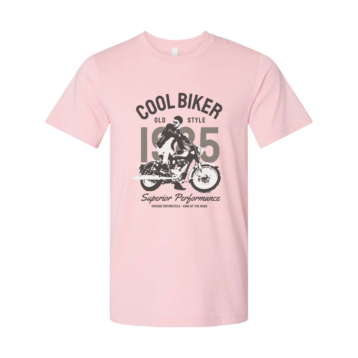 Vintage Motorcycle Graphic T Shirt With Rider Silhouette Design For Casual Everyday Wear