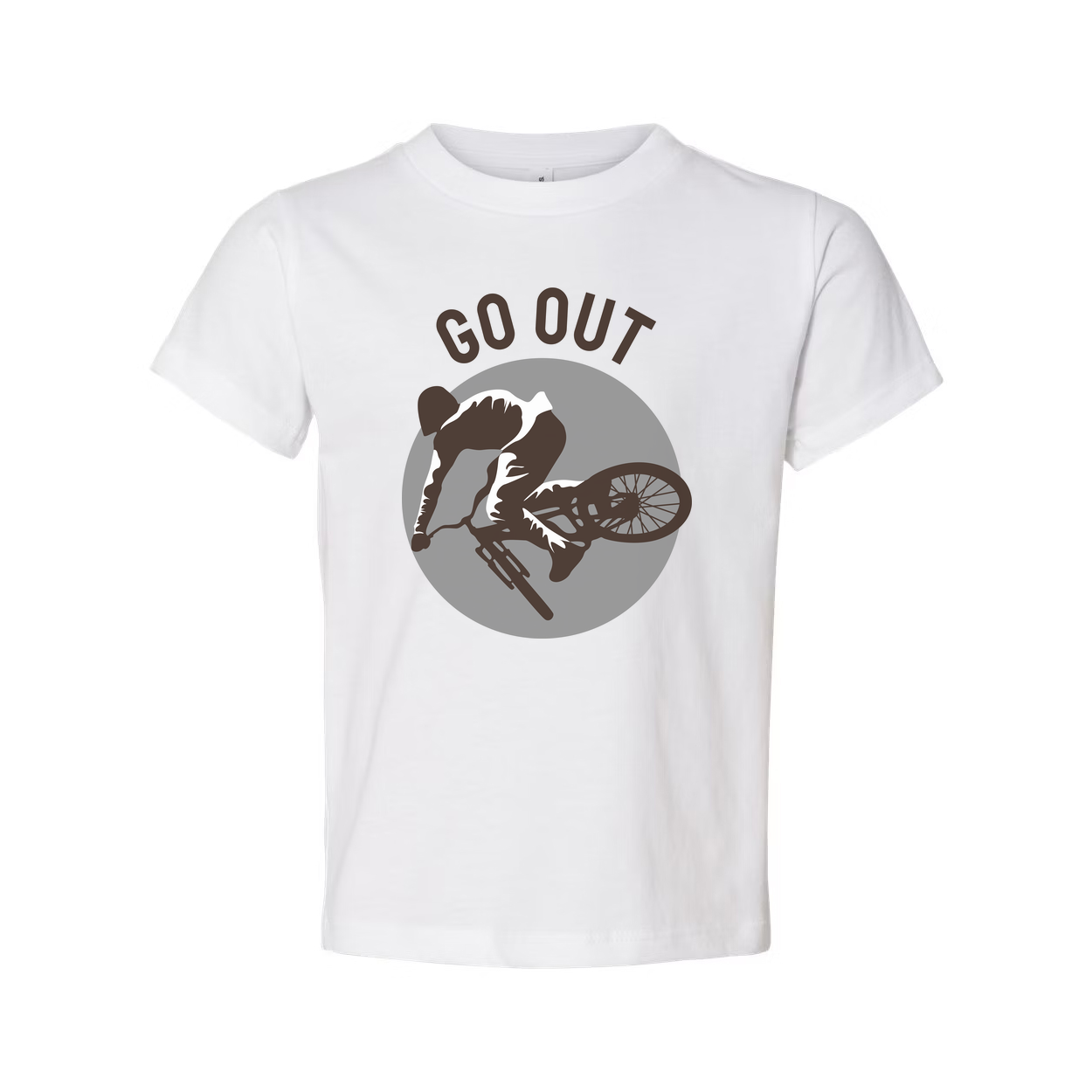 Go Out Mountain Biking Graphic Unisex T Shirt With Circular MTB Illustration For Outdoor Enthusiasts
