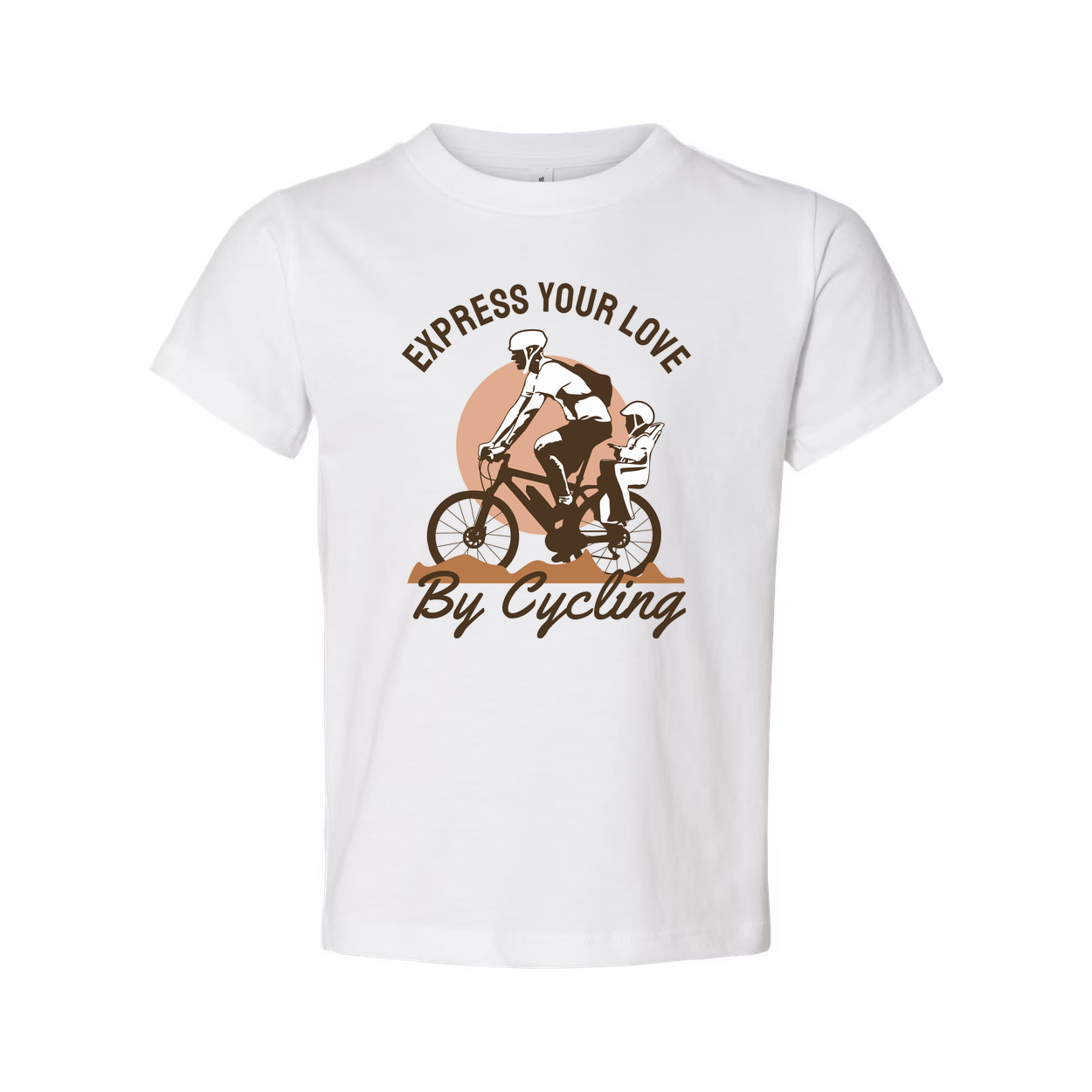 Express Your Love By Cycling Unisex Graphic Tee With Bike Rider And Child Design
