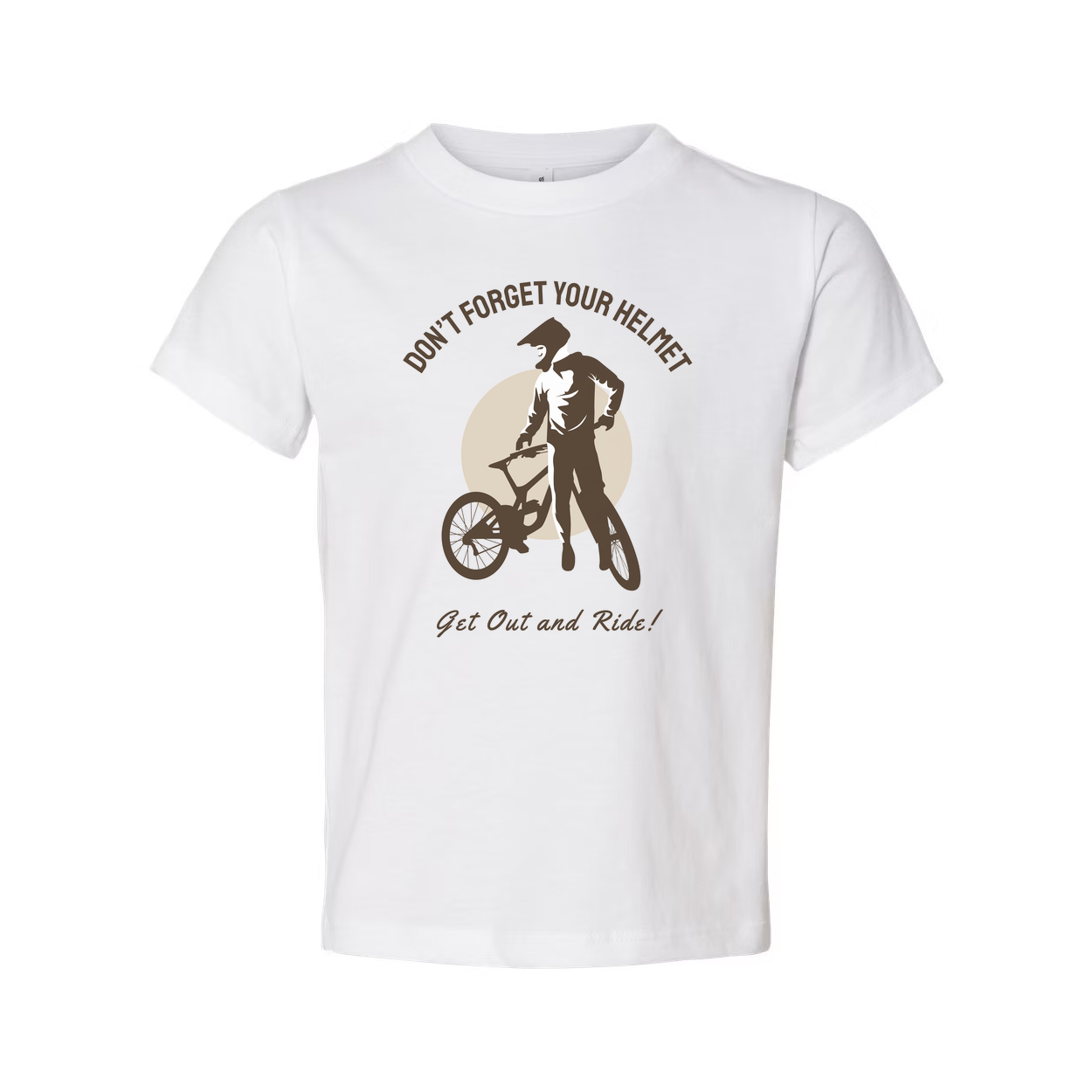 Unisex Biking T Shirt With Rider Silhouette And Don't Forget Your Helmet Slogan Graphic