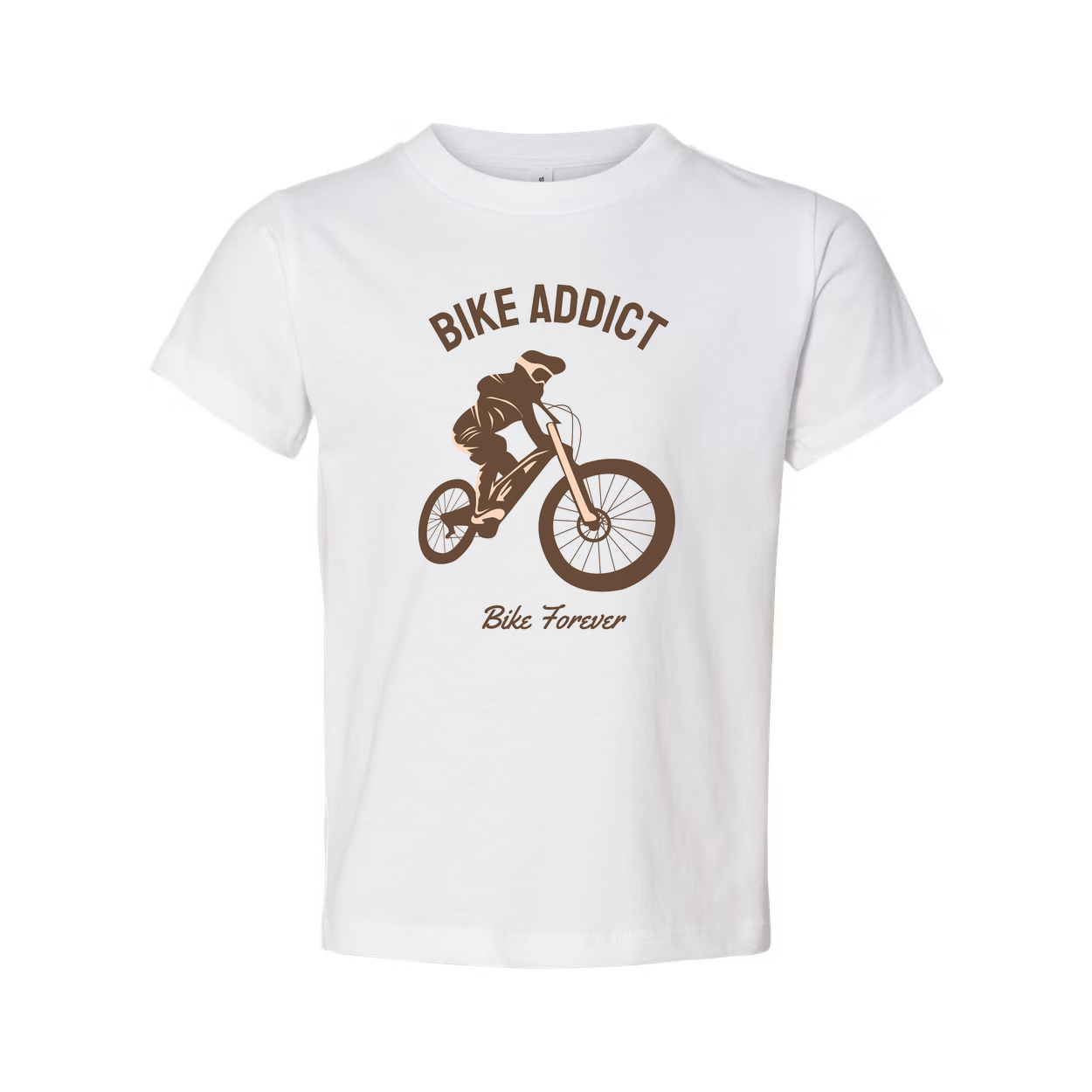 Bike Addict Graphic T Shirt With Bicycle Silhouette And Bike Forever Motto For Cyclists