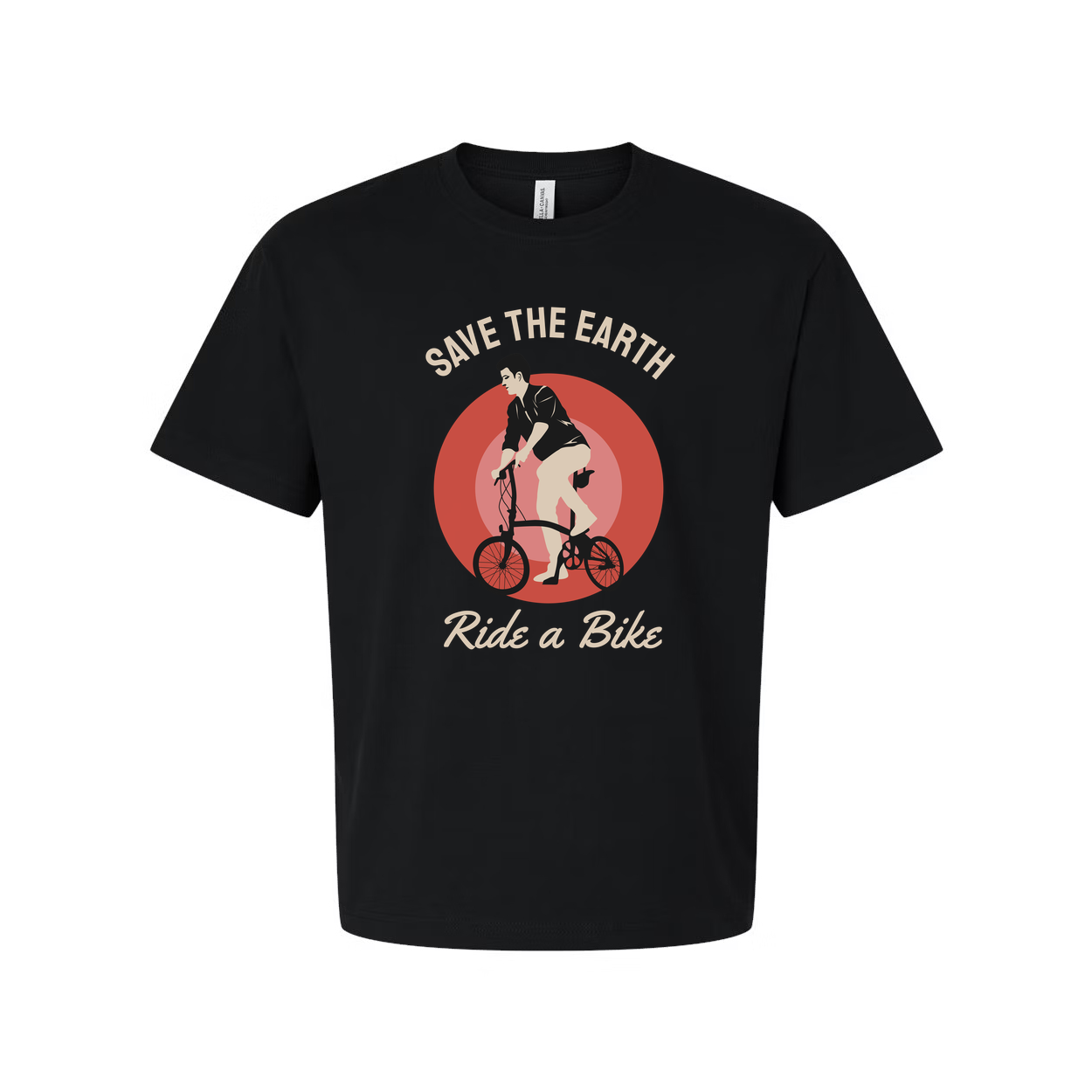 Save The Earth Ride A Bike Graphic T Shirt Unisex Short Sleeve With Cyclist Illustration