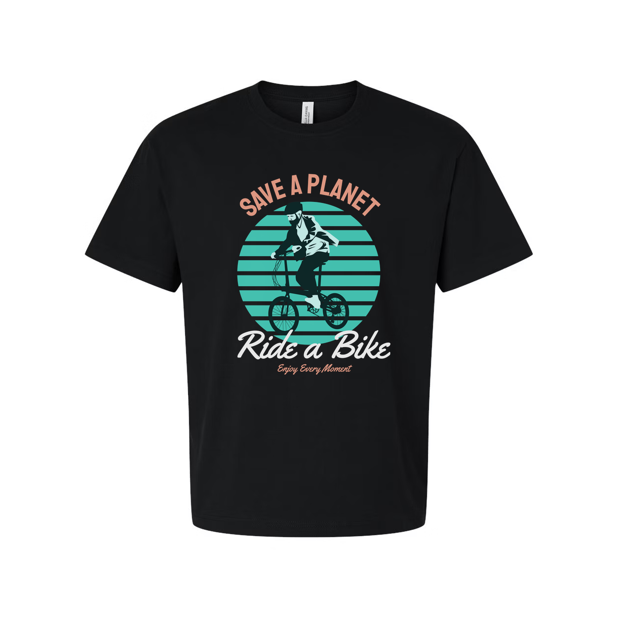 Unisex Bicycle Graphic T Shirt With Save A Planet And Ride A Bike Retro Illustration