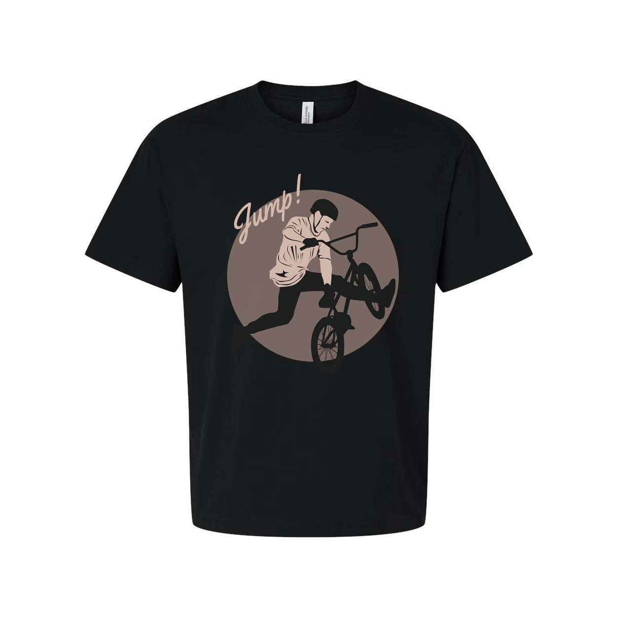 Unisex Bike Jump Graphic T Shirt With Circular Design Artwork For Bicycle Enthusiasts