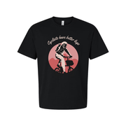 Unisex Cyclist Illustration T Shirt With Sunset Circle Background For Biking Enthusiasts