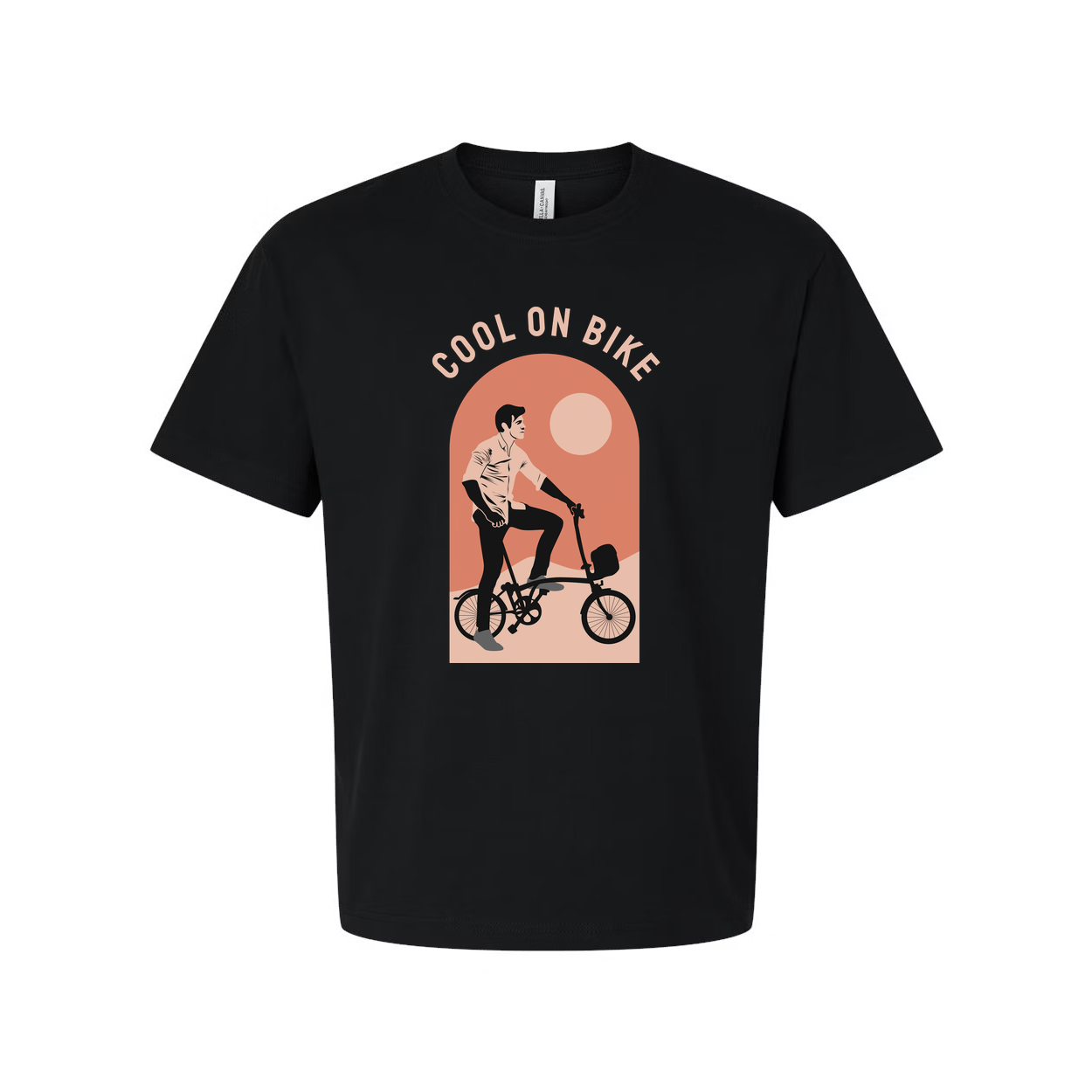 Unisex Bicycle Rider Graphic T-Shirt With Arch Sunset Design For Casual Everyday Wear