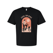 Unisex Bicycle Rider Graphic T-Shirt With Arch Sunset Design For Casual Everyday Wear