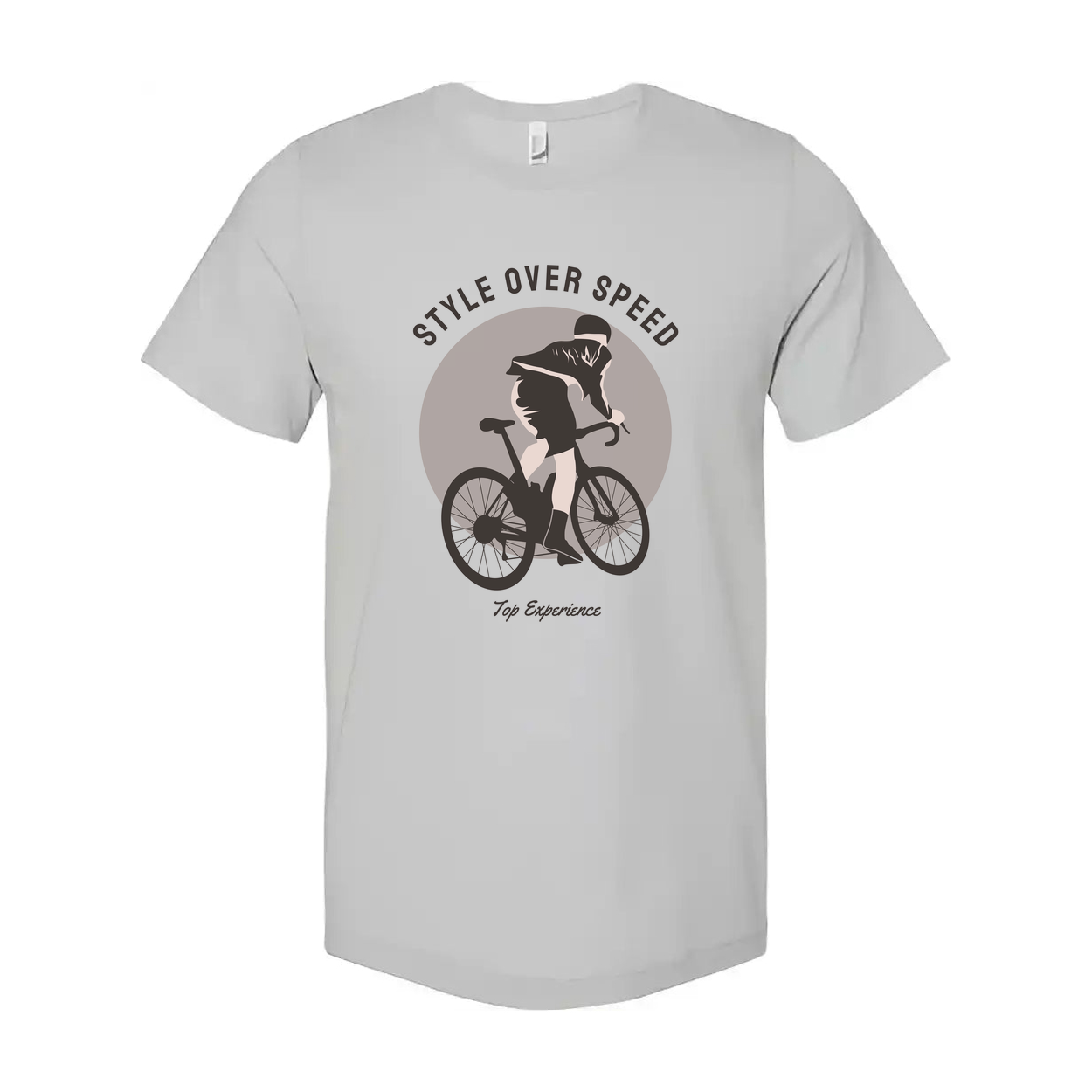 Unisex Graphic Cycling Tee With Style Over Speed Circle And Cyclist Silhouette Artwork