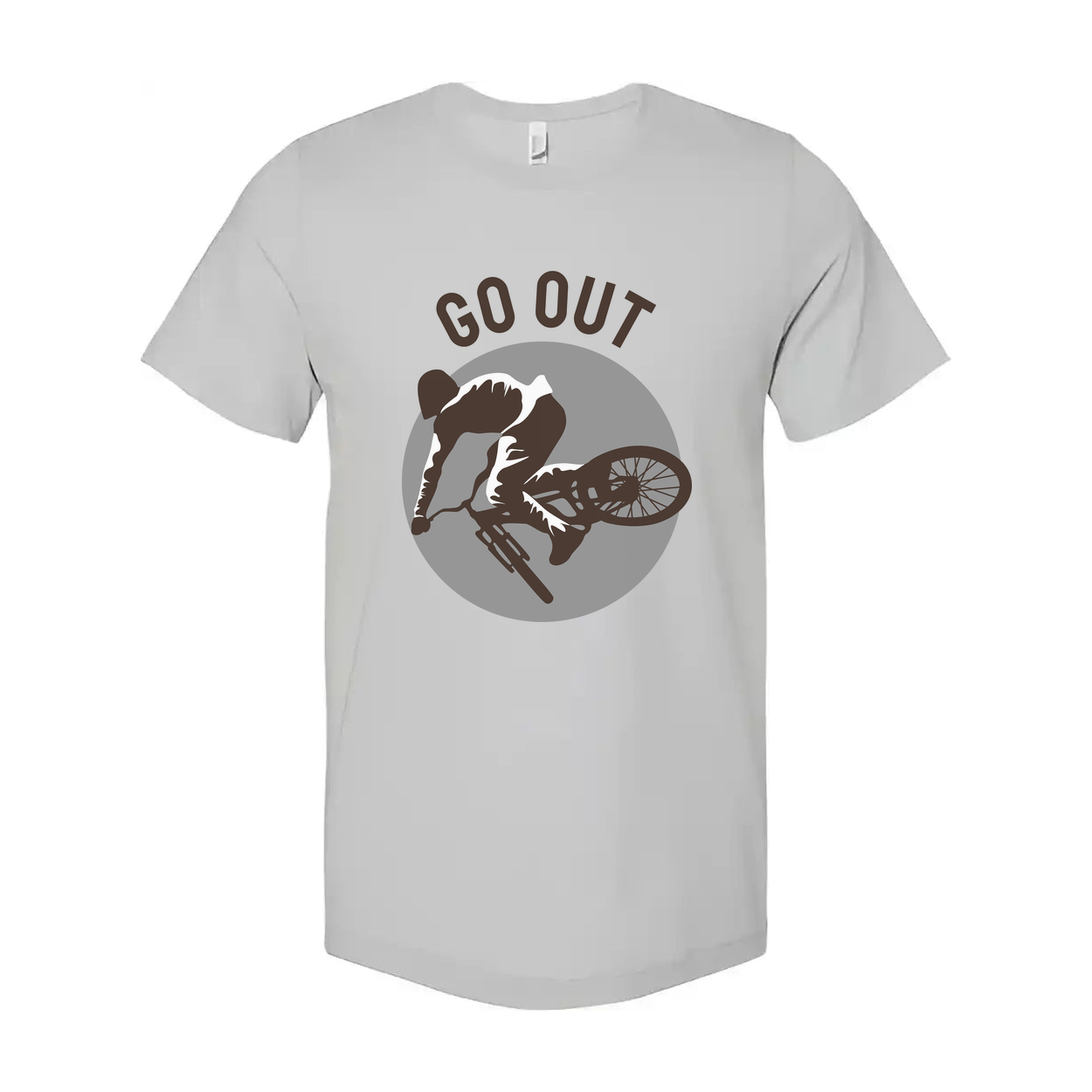 Go Out Mountain Biking Graphic Unisex T Shirt With Circular MTB Illustration For Outdoor Enthusiasts