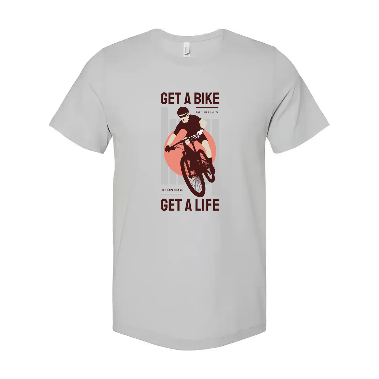 Unisex Bike Graphic Tee With Get A Bike Get A Life Message And Cycling Illustration