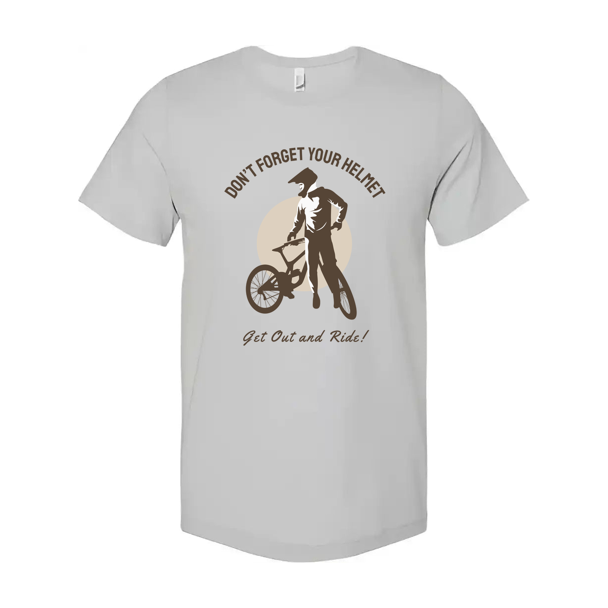 Unisex Biking T Shirt With Rider Silhouette And Don't Forget Your Helmet Slogan Graphic