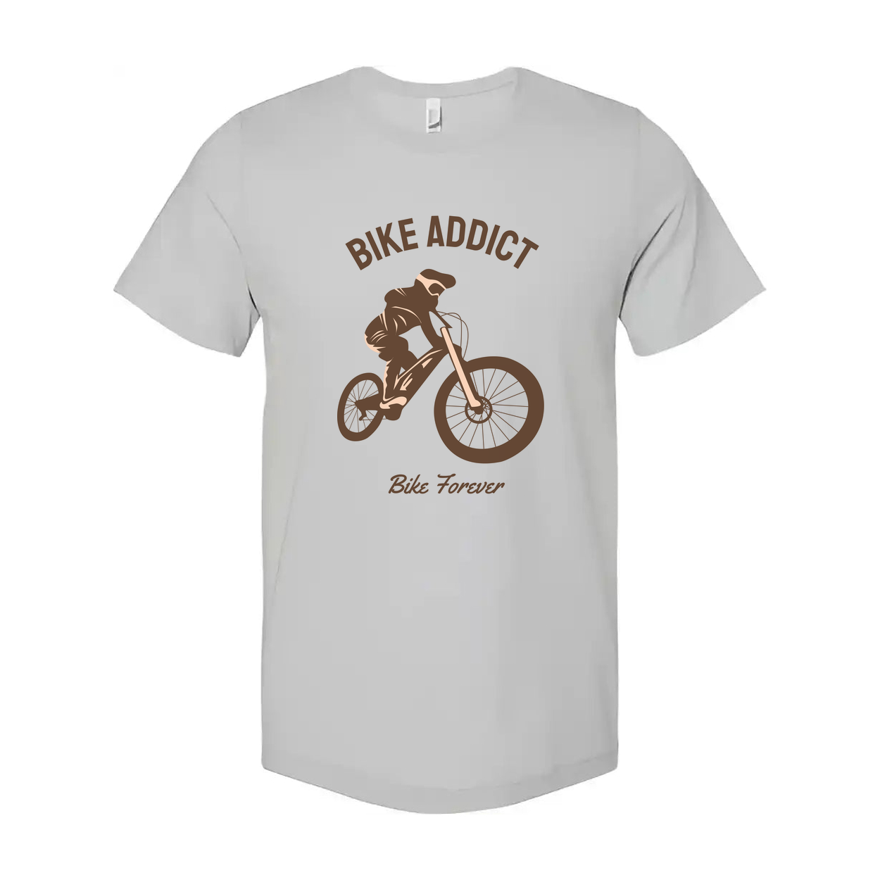 Bike Addict Graphic T Shirt With Bicycle Silhouette And Bike Forever Motto For Cyclists