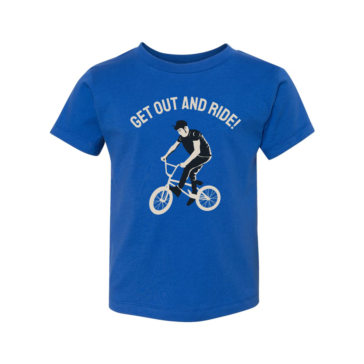Unisex BMX Rider Graphic Tee For Cyclists With Get Out And Ride Slogan Artwork Bold Design