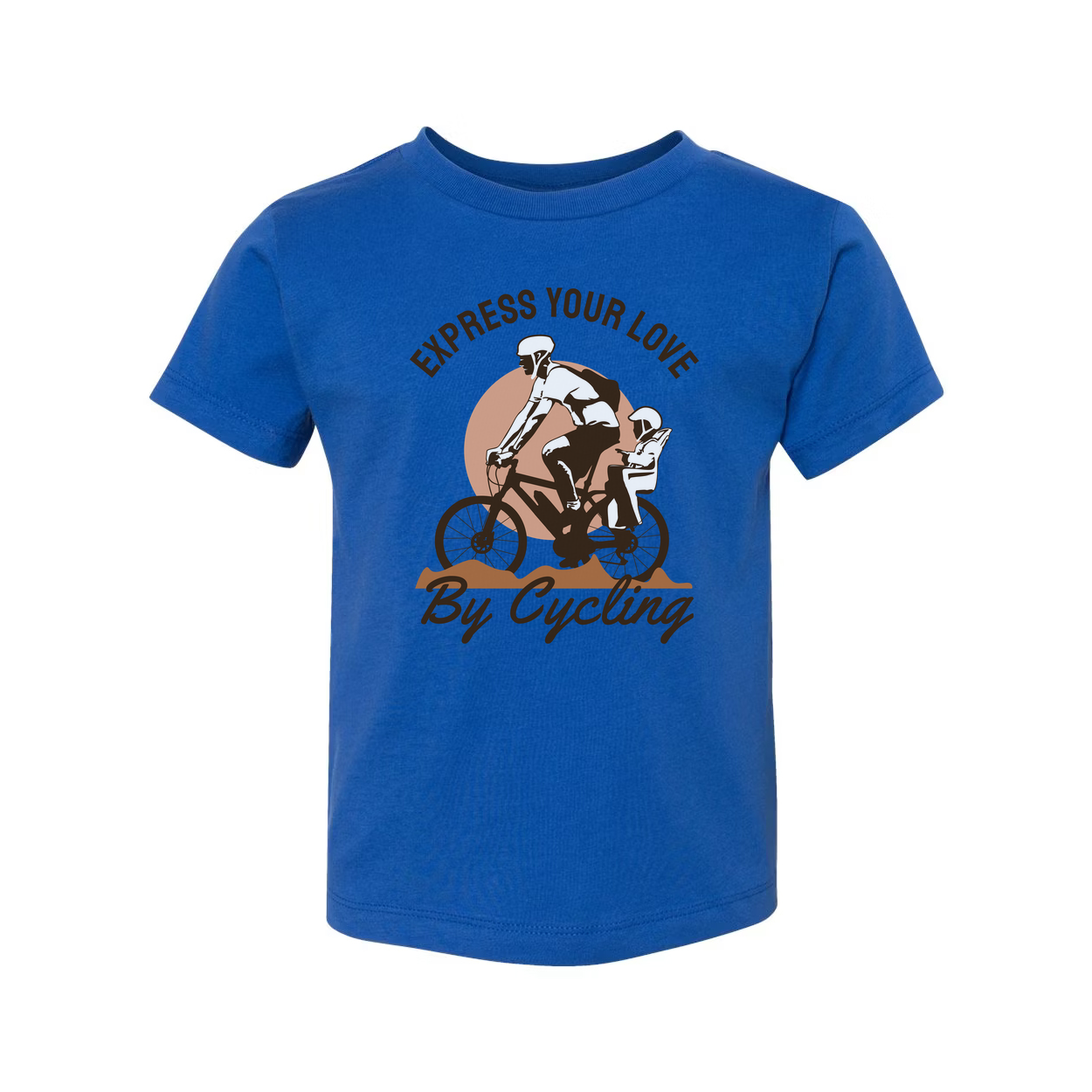 Express Your Love By Cycling Unisex Graphic Tee With Bike Rider And Child Design