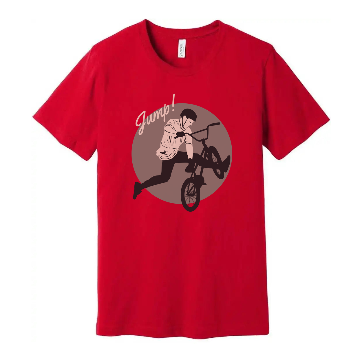 Unisex Bike Jump Graphic T Shirt With Circular Design Artwork For Bicycle Enthusiasts