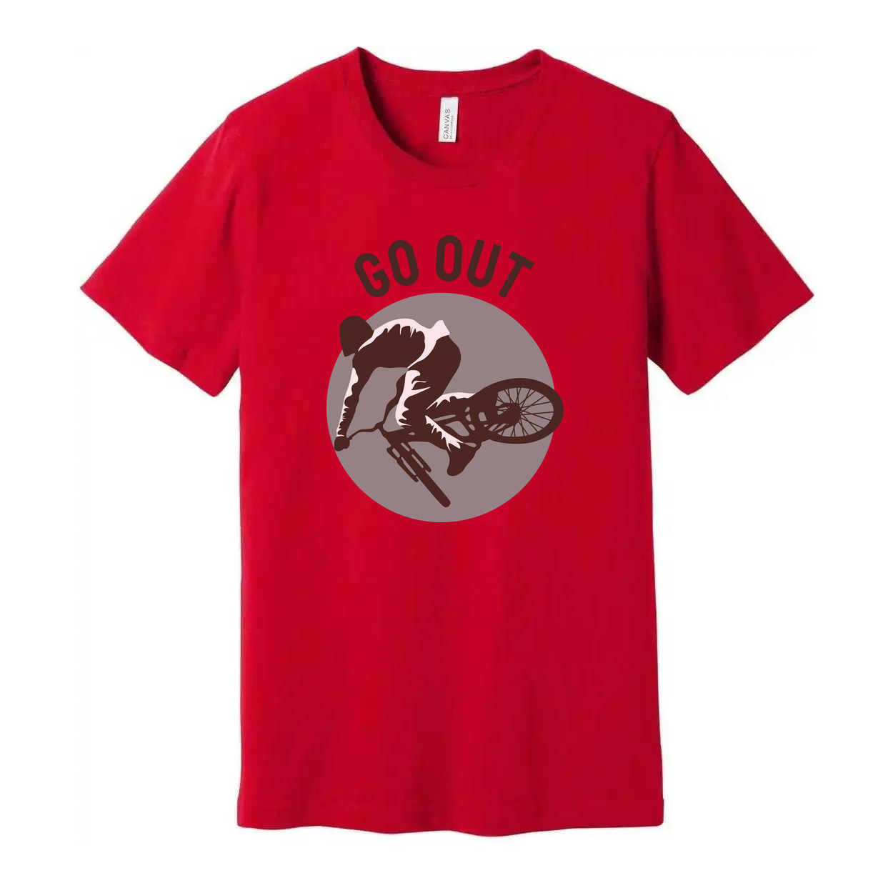 Go Out Mountain Biking Graphic Unisex T Shirt With Circular MTB Illustration For Outdoor Enthusiasts