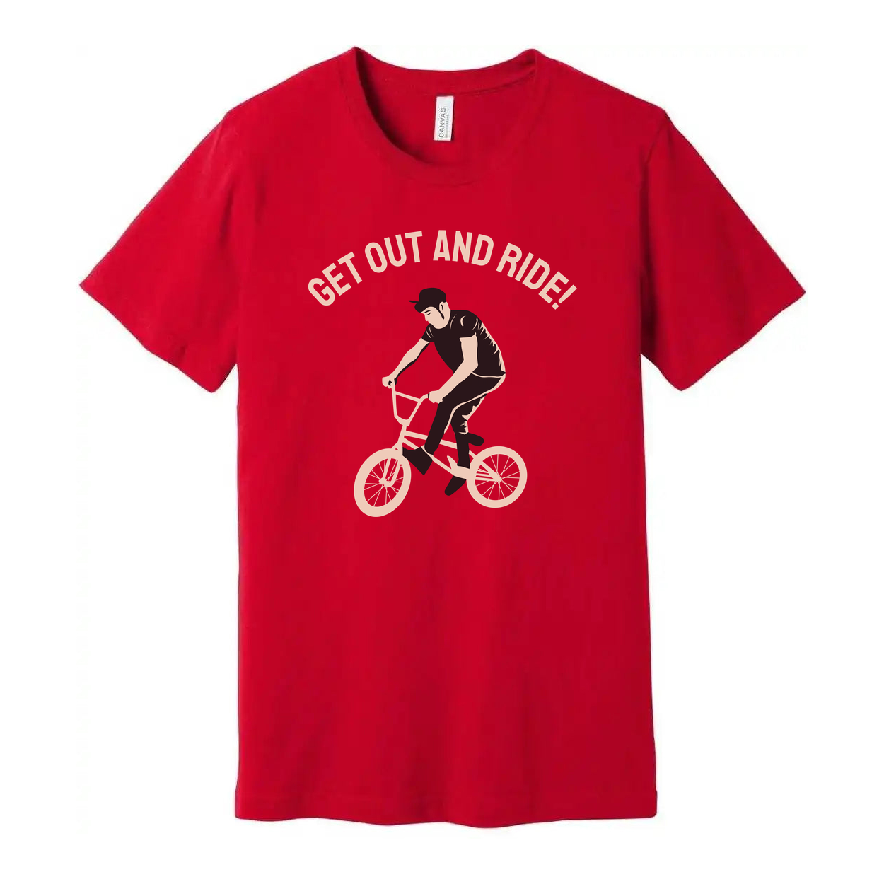 Unisex BMX Rider Graphic Tee For Cyclists With Get Out And Ride Slogan Artwork Bold Design