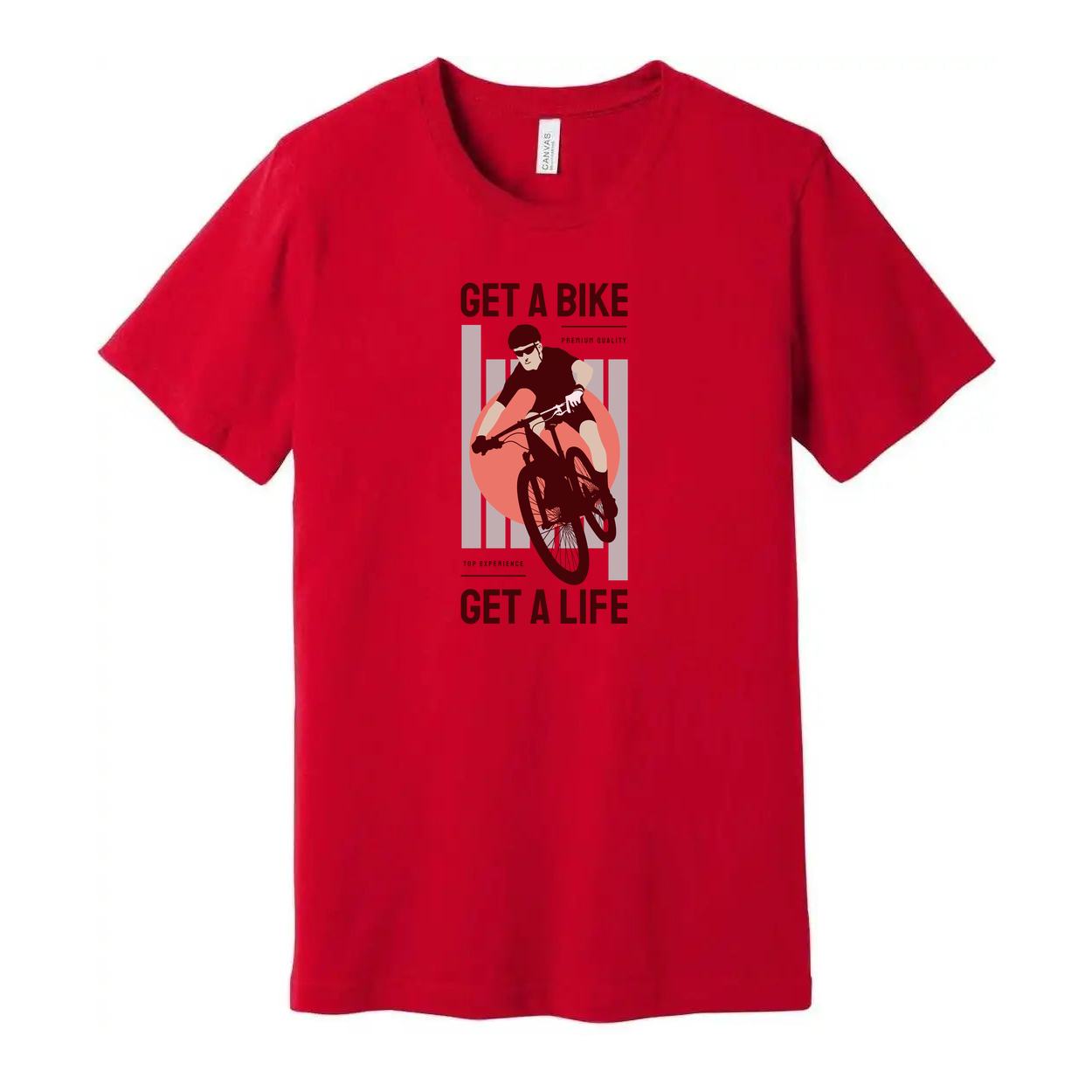 Unisex Bike Graphic Tee With Get A Bike Get A Life Message And Cycling Illustration