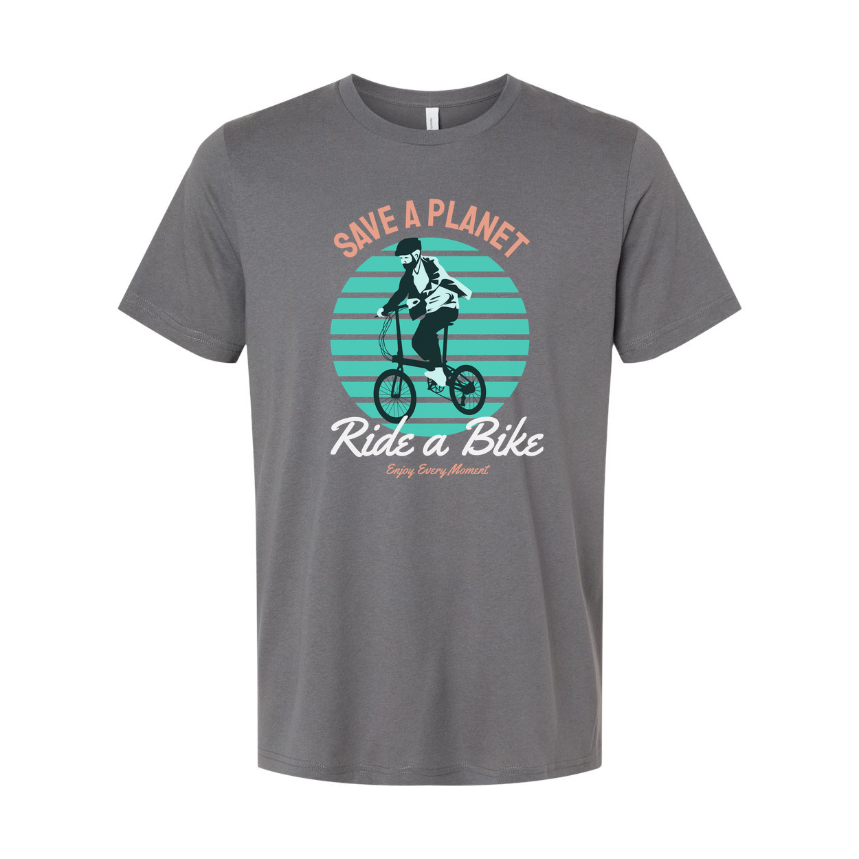Unisex Bicycle Graphic T Shirt With Save A Planet And Ride A Bike Retro Illustration